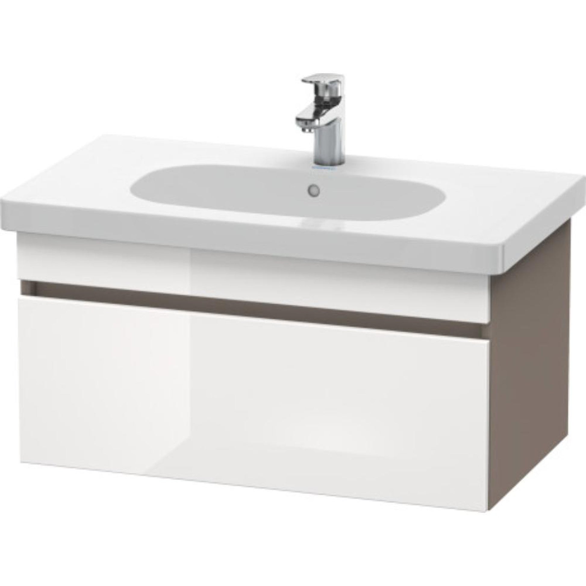 Duravit DuraStyle 31" x 16" x 18" One Drawer Wall-Mount Vanity Unit in White High Gloss and Basalt (DS638402243)