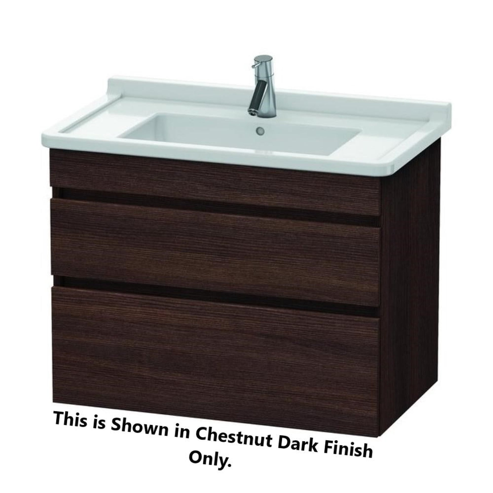Duravit DuraStyle 31" x 24" x 18" Two Drawer Wall-Mount Vanity Unit in Chestnut Dark and Basalt (DS648805343)