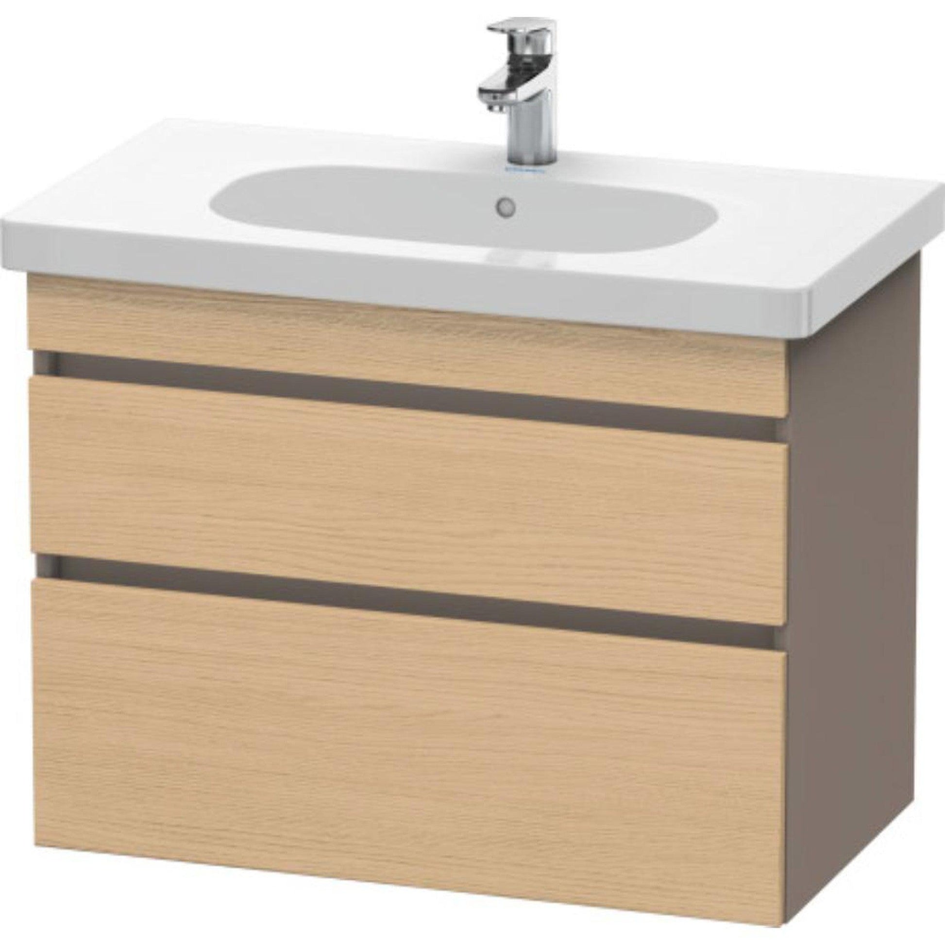 Duravit DuraStyle 31" x 24" x 18" Two Drawer Wall-Mount Vanity Unit in Natural Oak and Basalt (DS648403043)