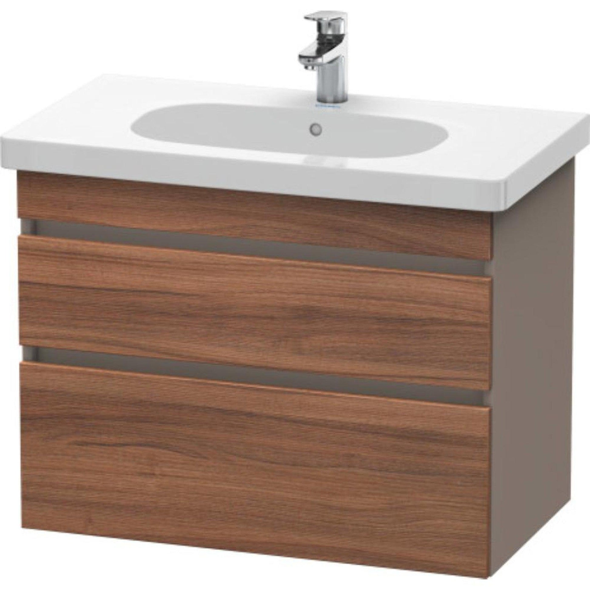 Duravit DuraStyle 31" x 24" x 18" Two Drawer Wall-Mount Vanity Unit in Natural Walnut and Basalt (DS648407943)