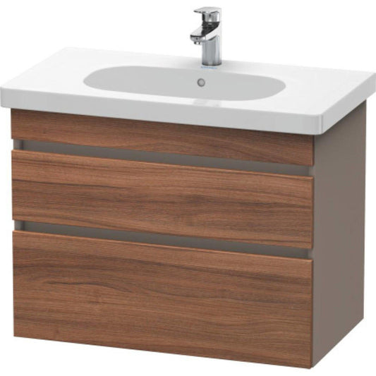 Duravit DuraStyle 31" x 24" x 18" Two Drawer Wall-Mount Vanity Unit in Natural Walnut and Basalt (DS648407943)