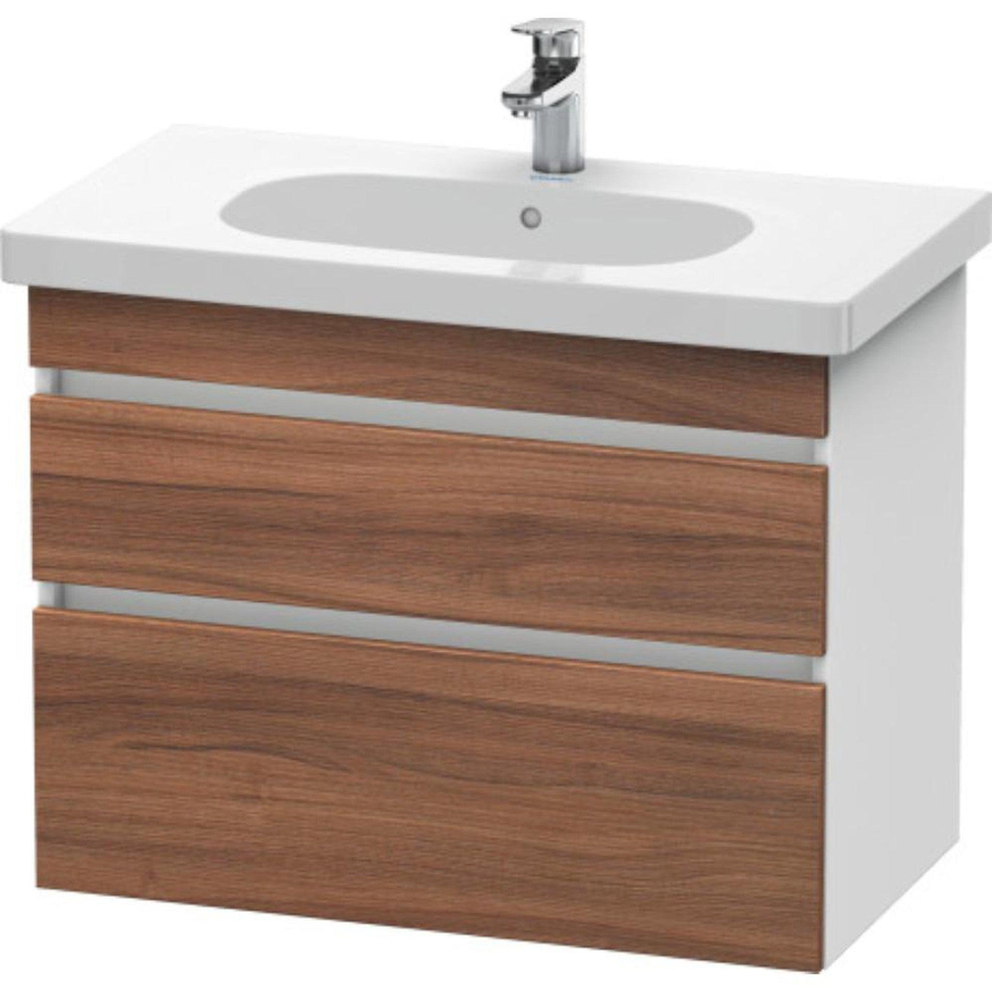 Duravit DuraStyle 31" x 24" x 18" Two Drawer Wall-Mount Vanity Unit in Natural Walnut and White (DS648407918)