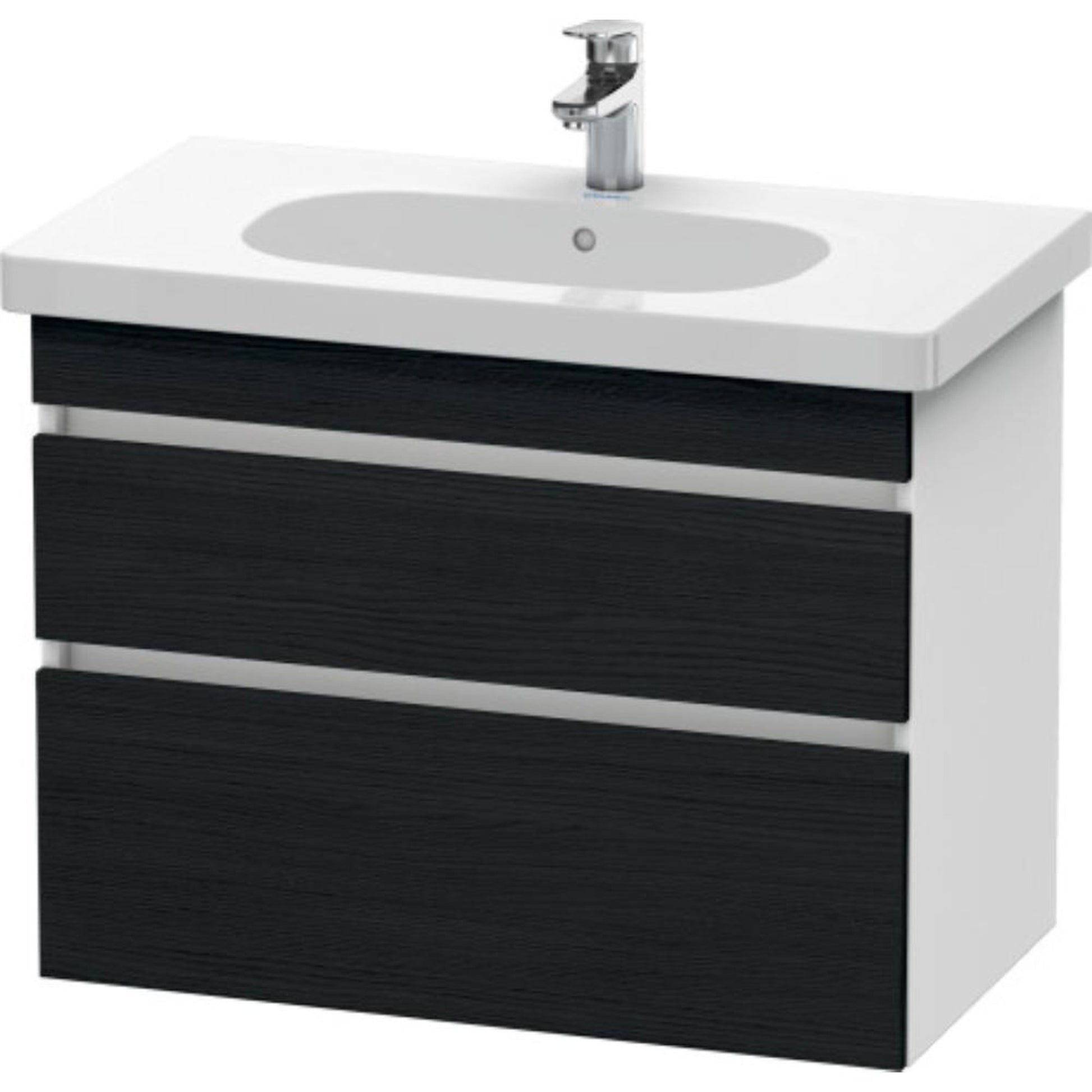 Duravit DuraStyle 31" x 24" x 18" Two Drawer Wall-Mount Vanity Unit in Oak Black and White (DS648401618)