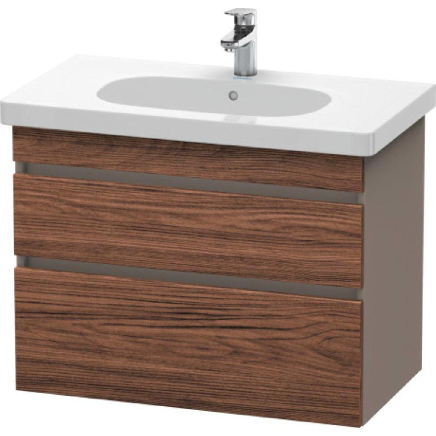 Duravit DuraStyle 31" x 24" x 18" Two Drawer Wall-Mount Vanity Unit in Walnut Dark and Basalt (DS648402143)