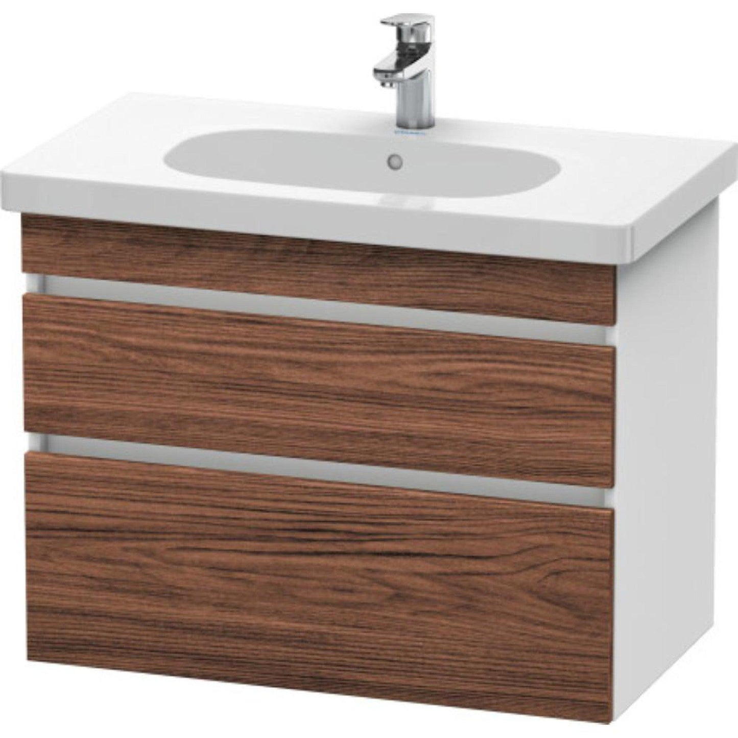 Duravit DuraStyle 31" x 24" x 18" Two Drawer Wall-Mount Vanity Unit in Walnut Dark and White (DS648402118)