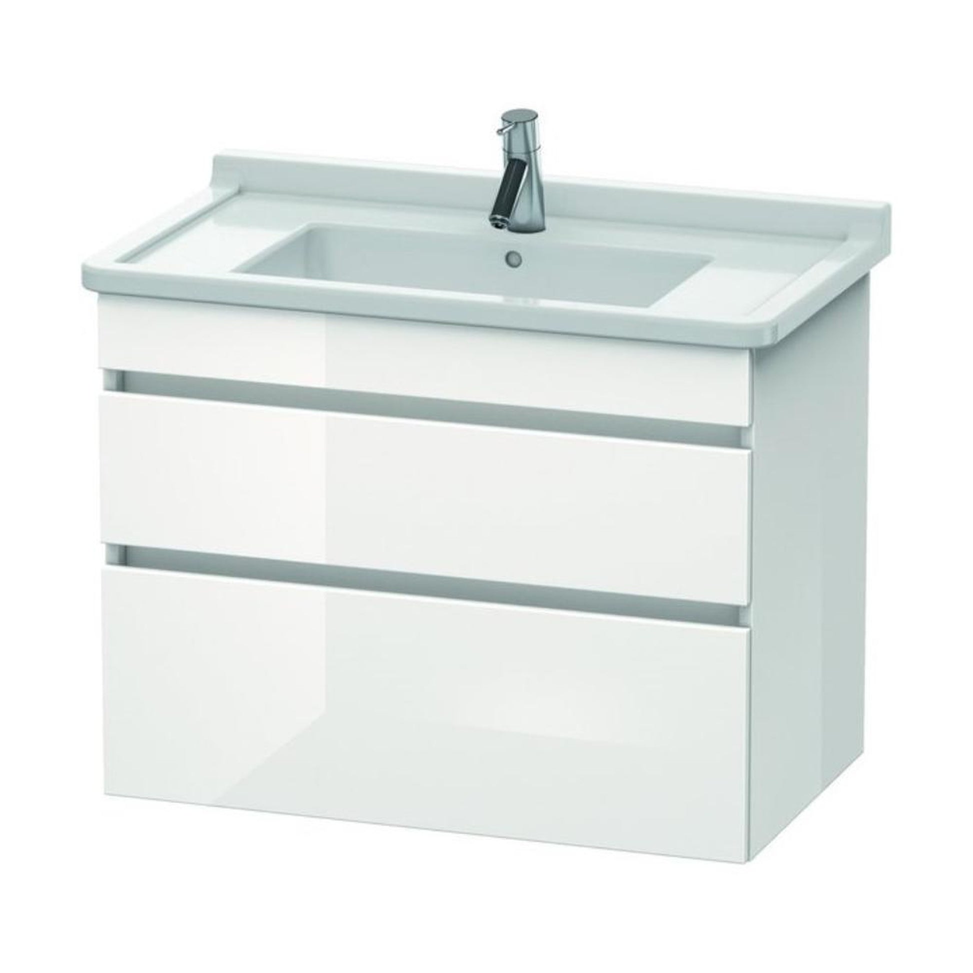 Duravit DuraStyle 31" x 24" x 18" Two Drawer Wall-Mount Vanity Unit in White High Gloss (DS648802222)