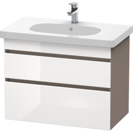 Duravit DuraStyle 31" x 24" x 18" Two Drawer Wall-Mount Vanity Unit in White High Gloss and Basalt (DS648402243)