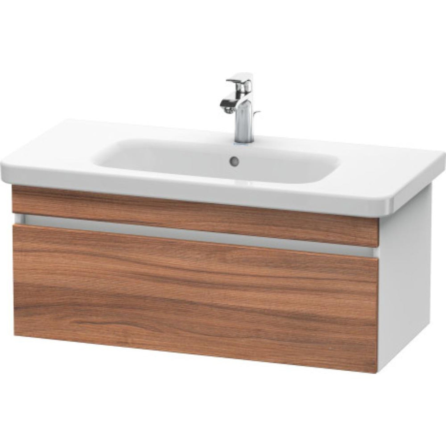 Duravit DuraStyle 37" x 16" x 18" One Drawer Wall-Mount Vanity Unit in Natural Walnut and White (DS638207918)