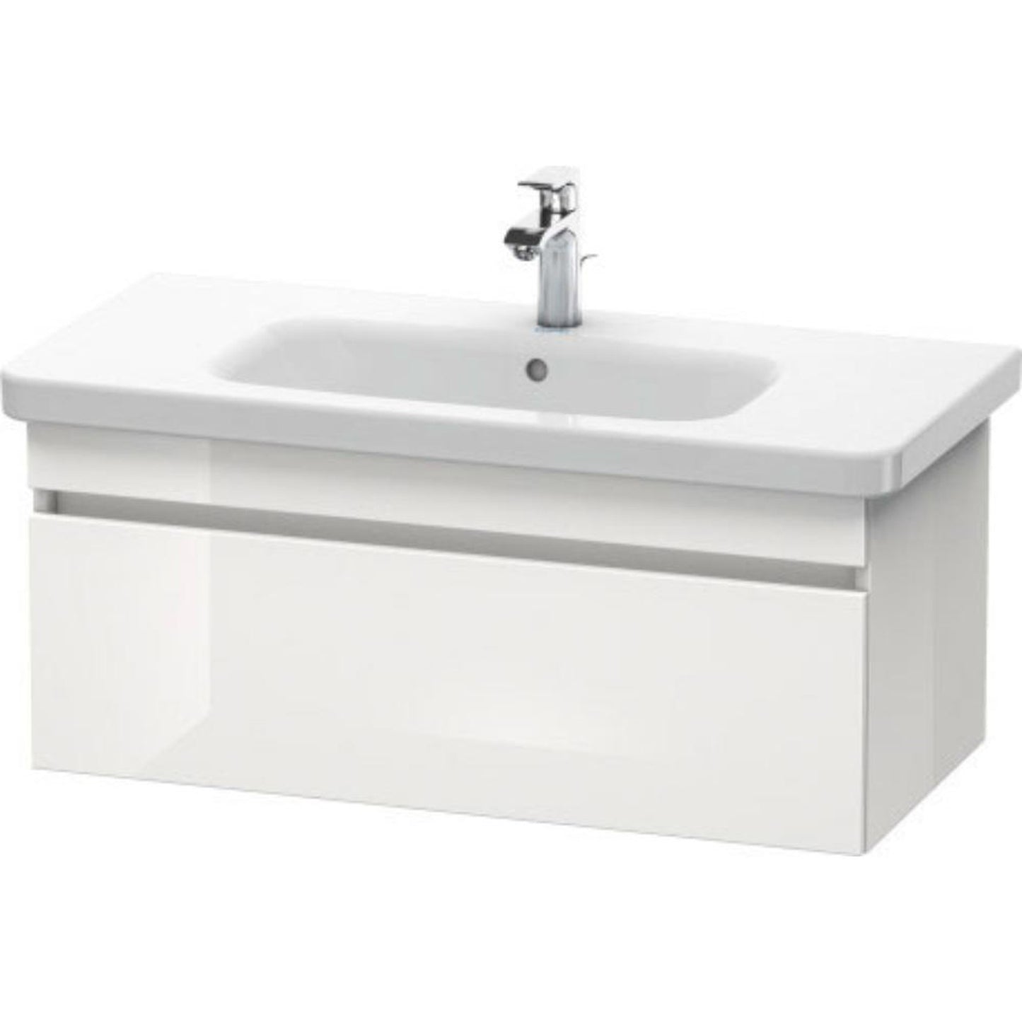 Duravit DuraStyle 37" x 16" x 18" One Drawer Wall-Mount Vanity Unit in White High Gloss (DS638202222)