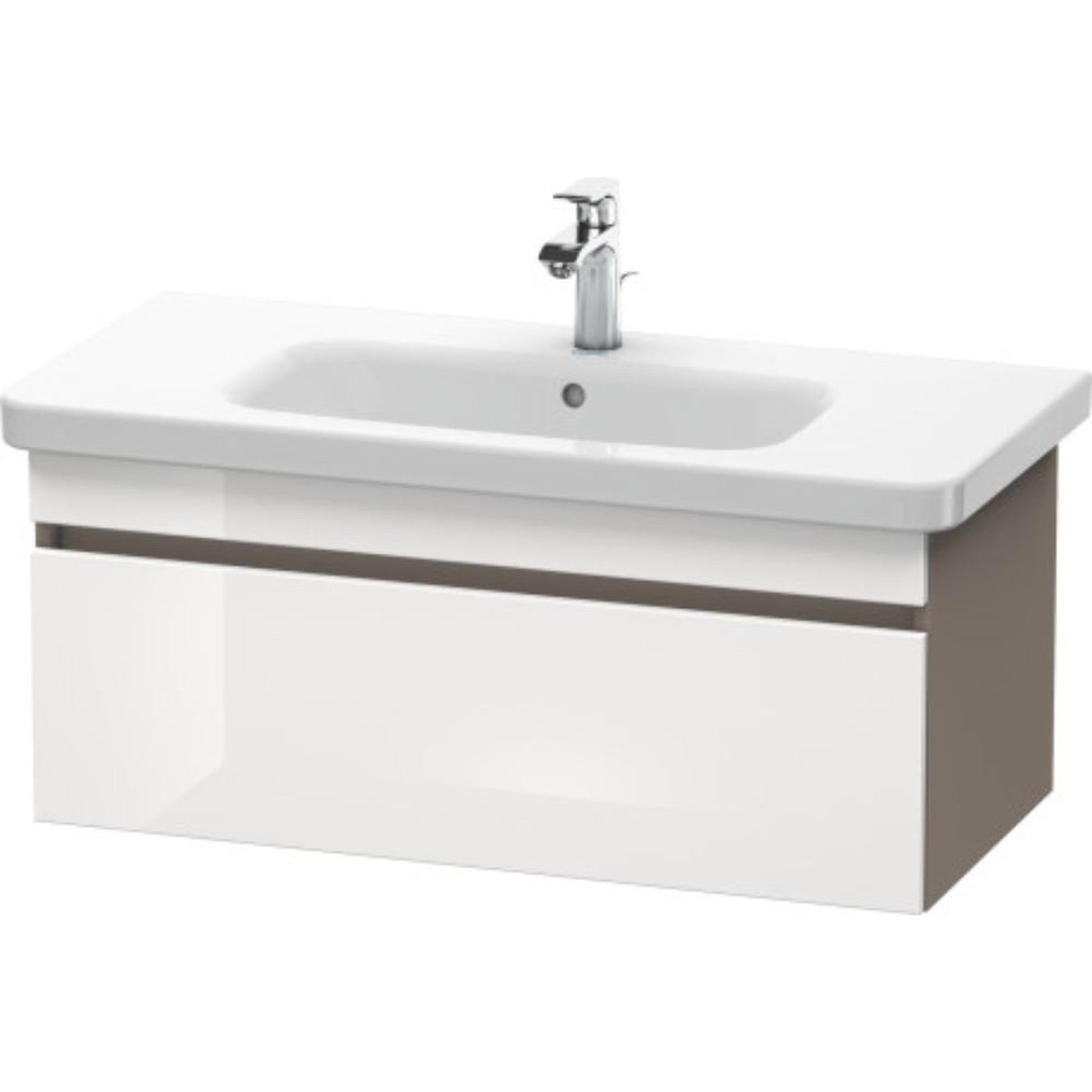 Duravit DuraStyle 37" x 16" x 18" One Drawer Wall-Mount Vanity Unit in White High Gloss and Basalt (DS638202243)