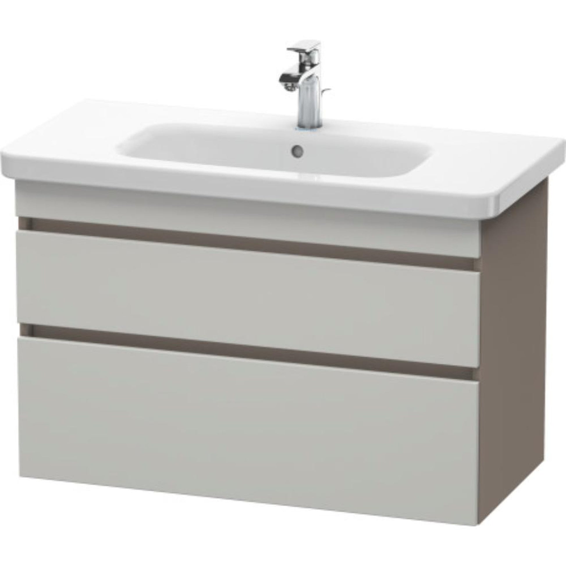 Duravit DuraStyle 37" x 24" x 18" Two Drawer Wall-Mount Vanity Unit in Concrete Grey Matt and Basalt (DS648200743)
