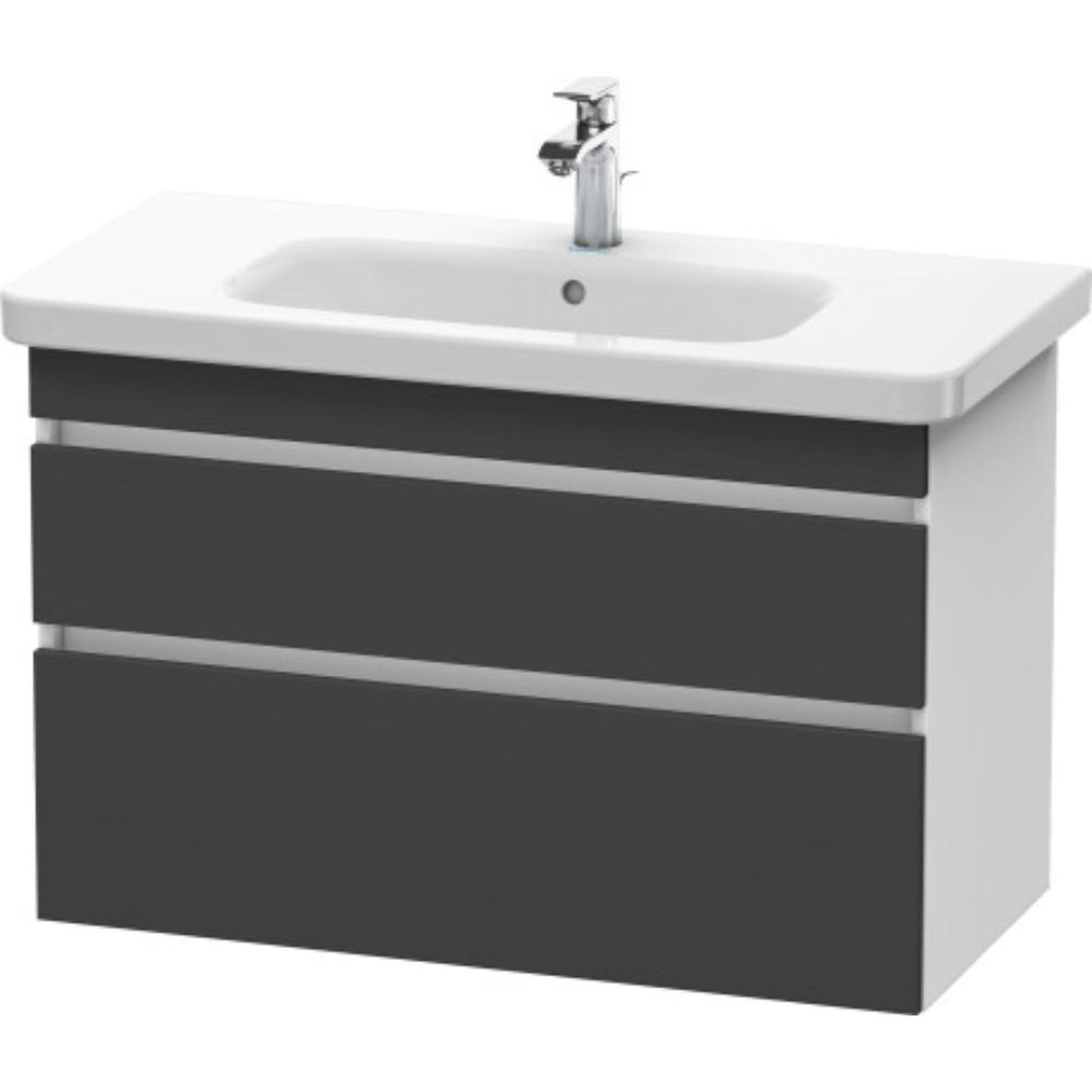 Duravit DuraStyle 37" x 24" x 18" Two Drawer Wall-Mount Vanity Unit in Graphite and White (DS648204918)