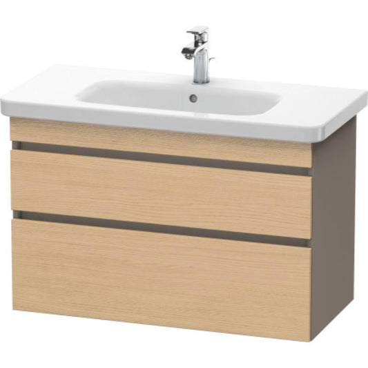 Duravit DuraStyle 37" x 24" x 18" Two Drawer Wall-Mount Vanity Unit in Natural Oak and Basalt (DS648203043)