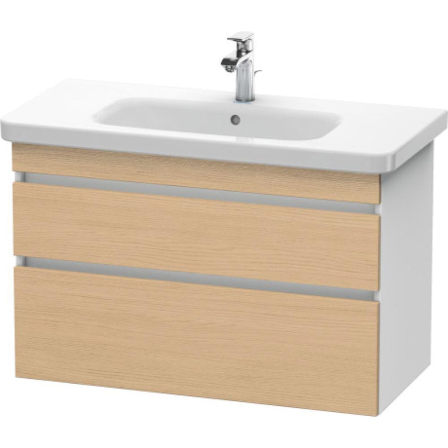 Duravit DuraStyle 37" x 24" x 18" Two Drawer Wall-Mount Vanity Unit in Natural Oak and White (DS648203018)