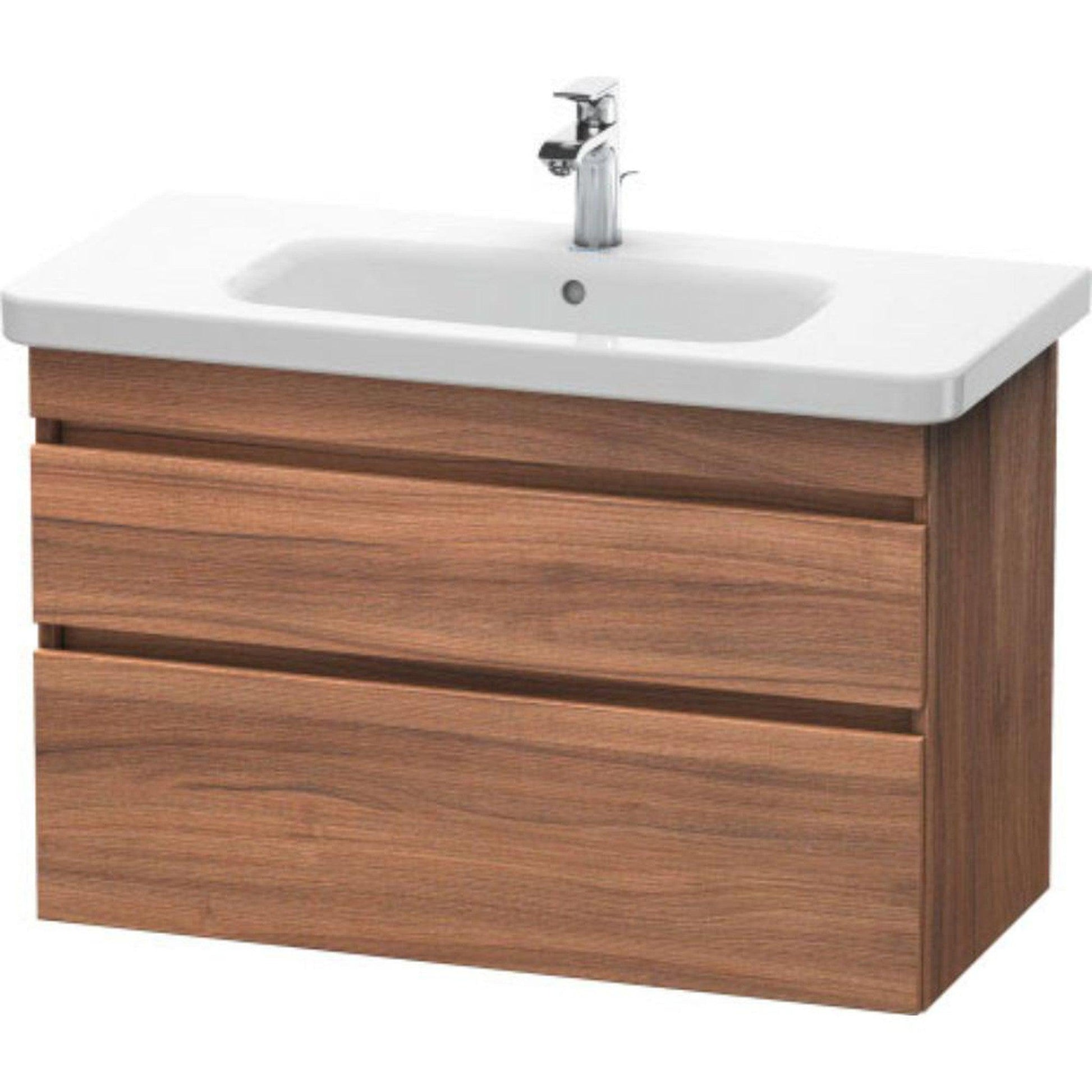 Duravit DuraStyle 37" x 24" x 18" Two Drawer Wall-Mount Vanity Unit in Natural Walnut (DS648207979)