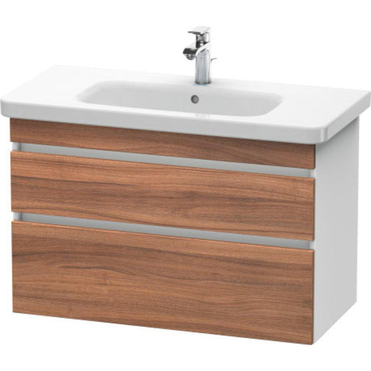 Duravit DuraStyle 37" x 24" x 18" Two Drawer Wall-Mount Vanity Unit in Natural Walnut and White (DS648207918)