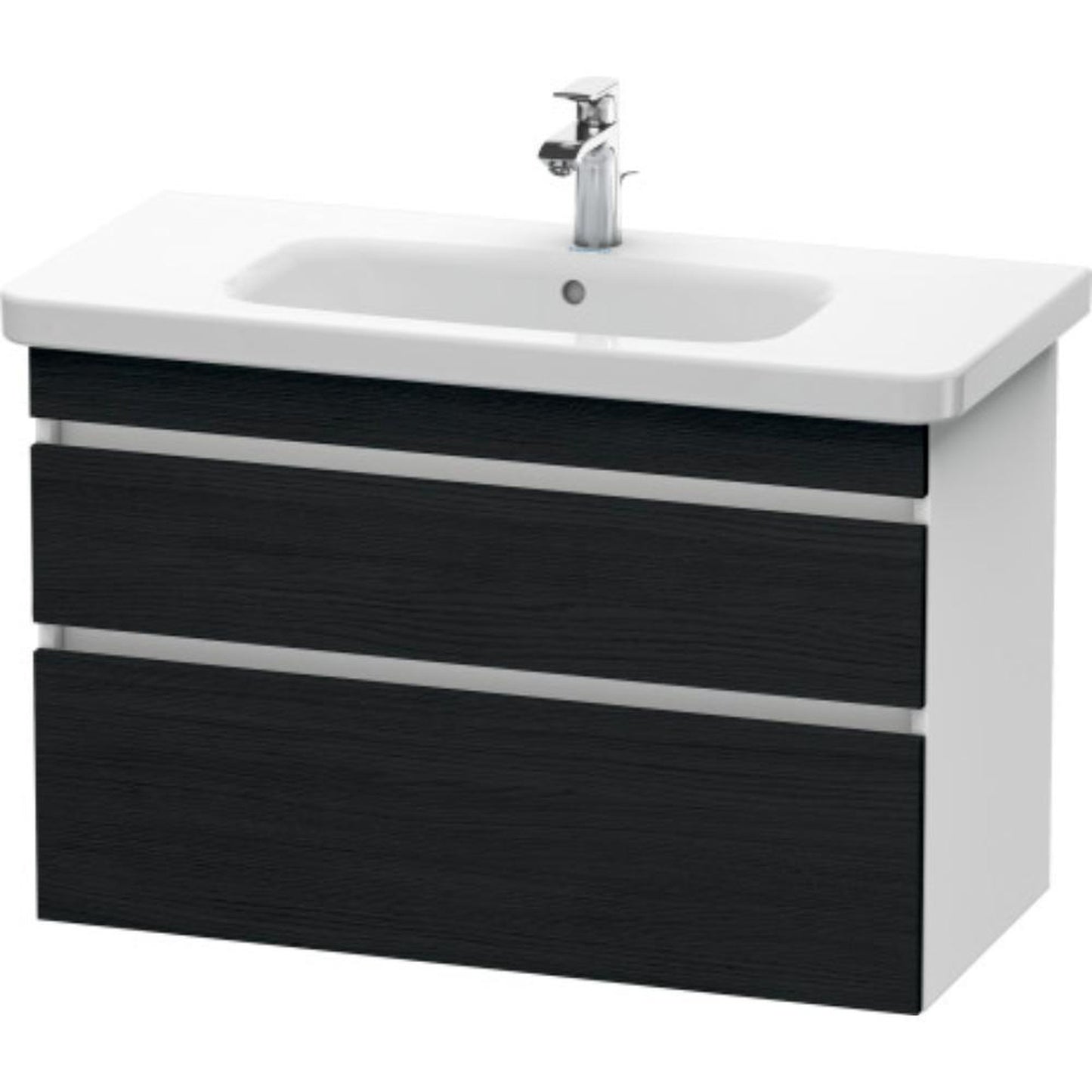 Duravit DuraStyle 37" x 24" x 18" Two Drawer Wall-Mount Vanity Unit in Oak Black and White (DS648201618)