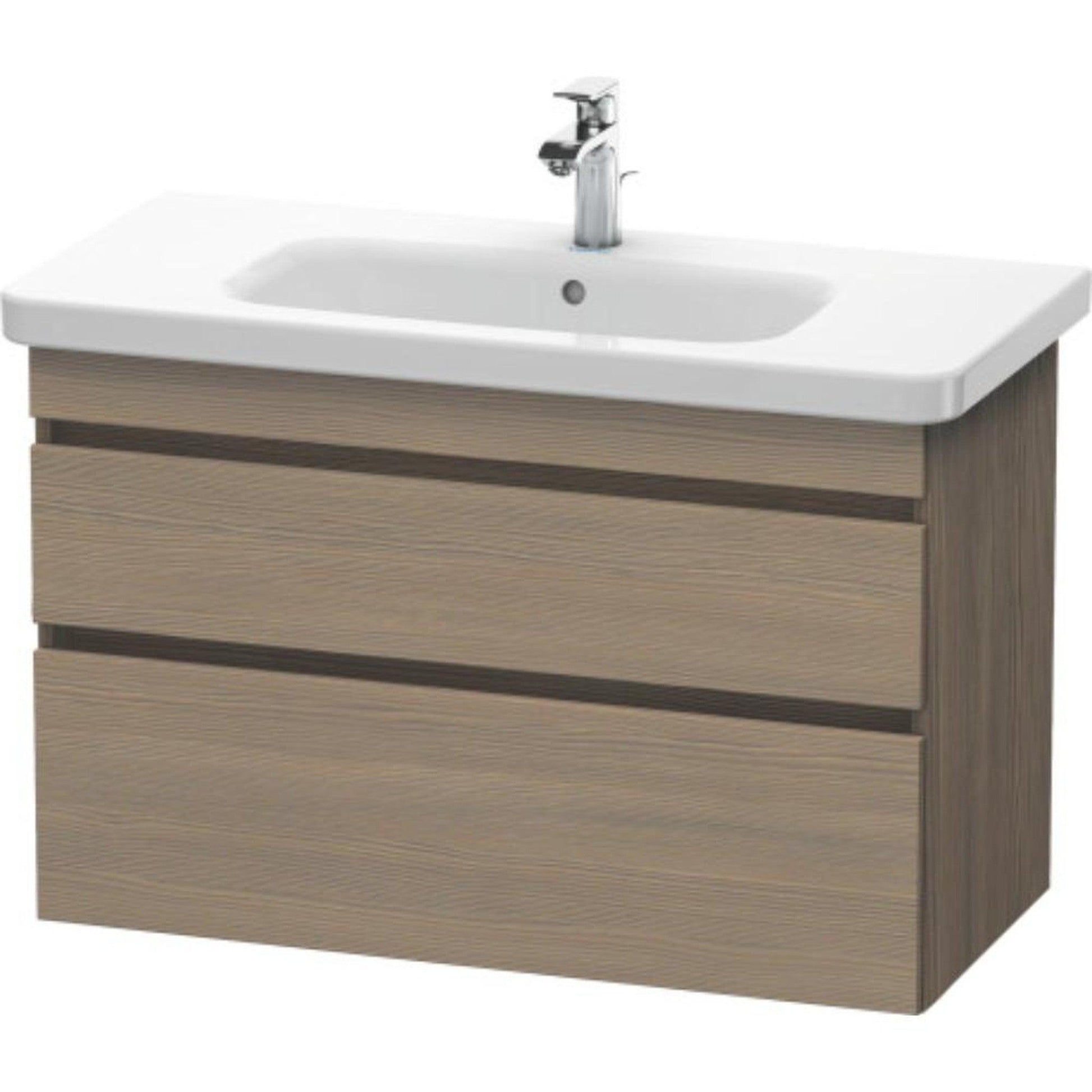 Duravit DuraStyle 37" x 24" x 18" Two Drawer Wall-Mount Vanity Unit in Oak Terra (DS648203535)