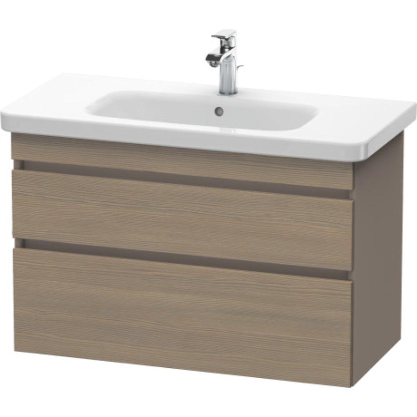 Duravit DuraStyle 37" x 24" x 18" Two Drawer Wall-Mount Vanity Unit in Oak Terra and Basalt (DS648203543)