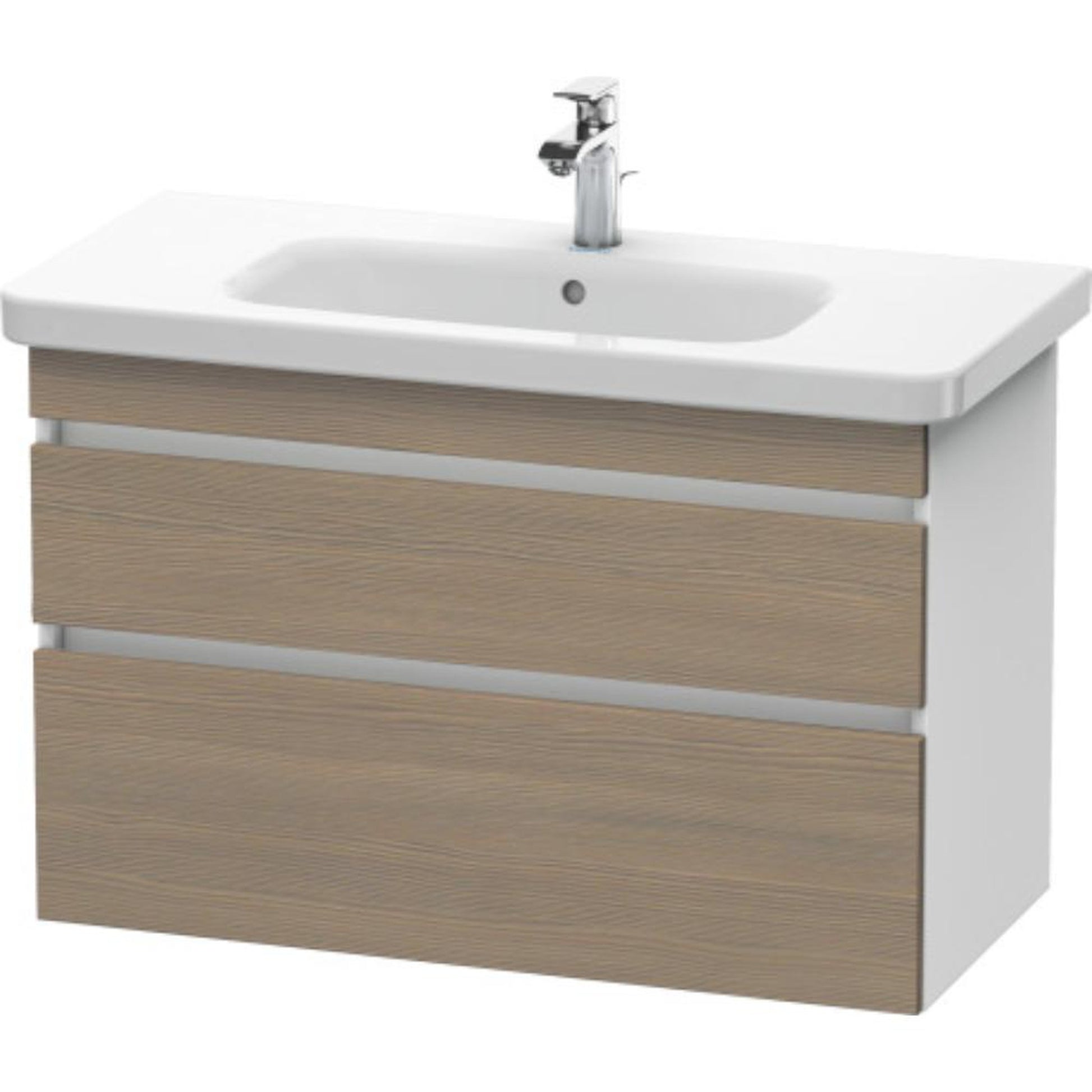 Duravit DuraStyle 37" x 24" x 18" Two Drawer Wall-Mount Vanity Unit in Oak Terra and White (DS648203518)