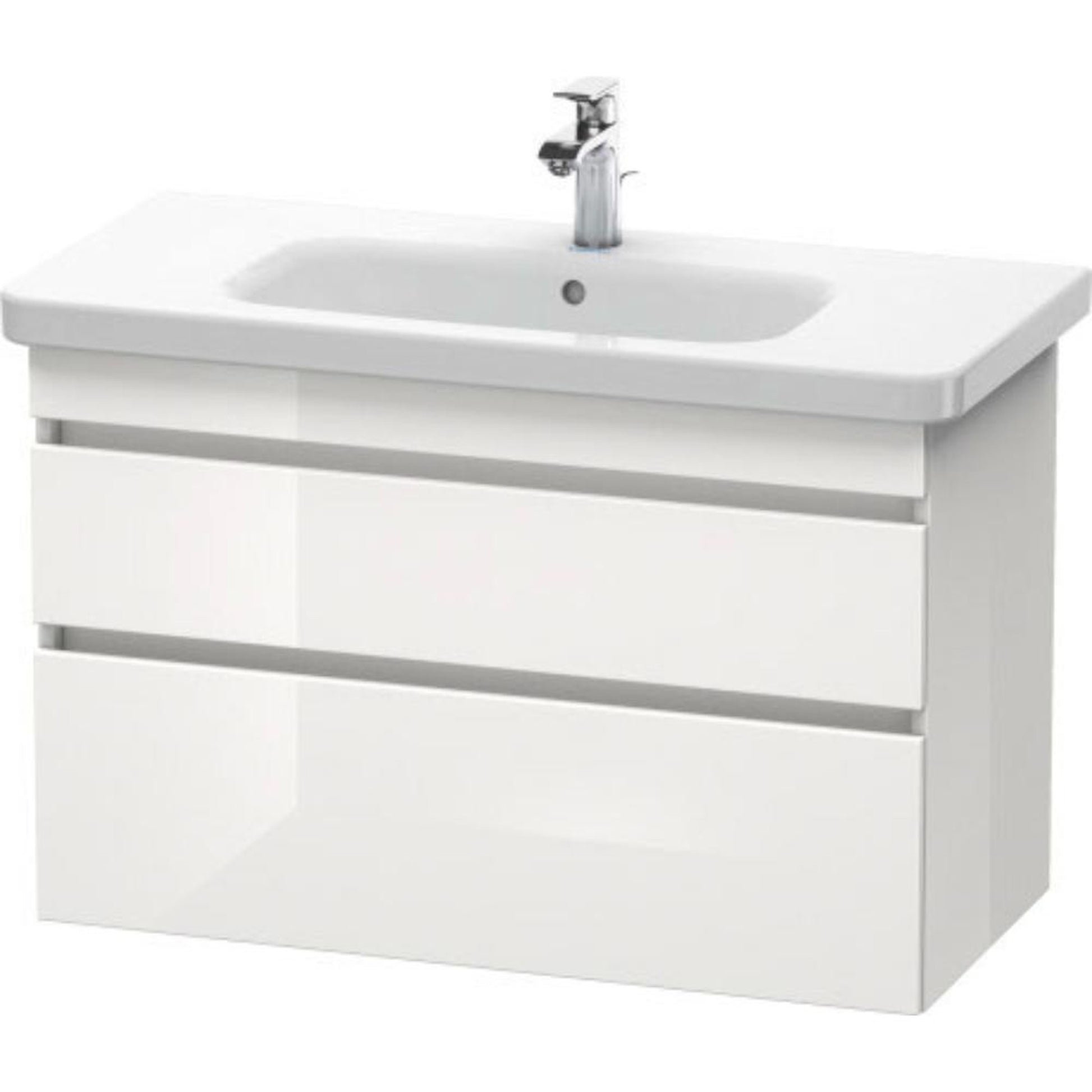 Duravit DuraStyle 37" x 24" x 18" Two Drawer Wall-Mount Vanity Unit in White High Gloss (DS648202222)