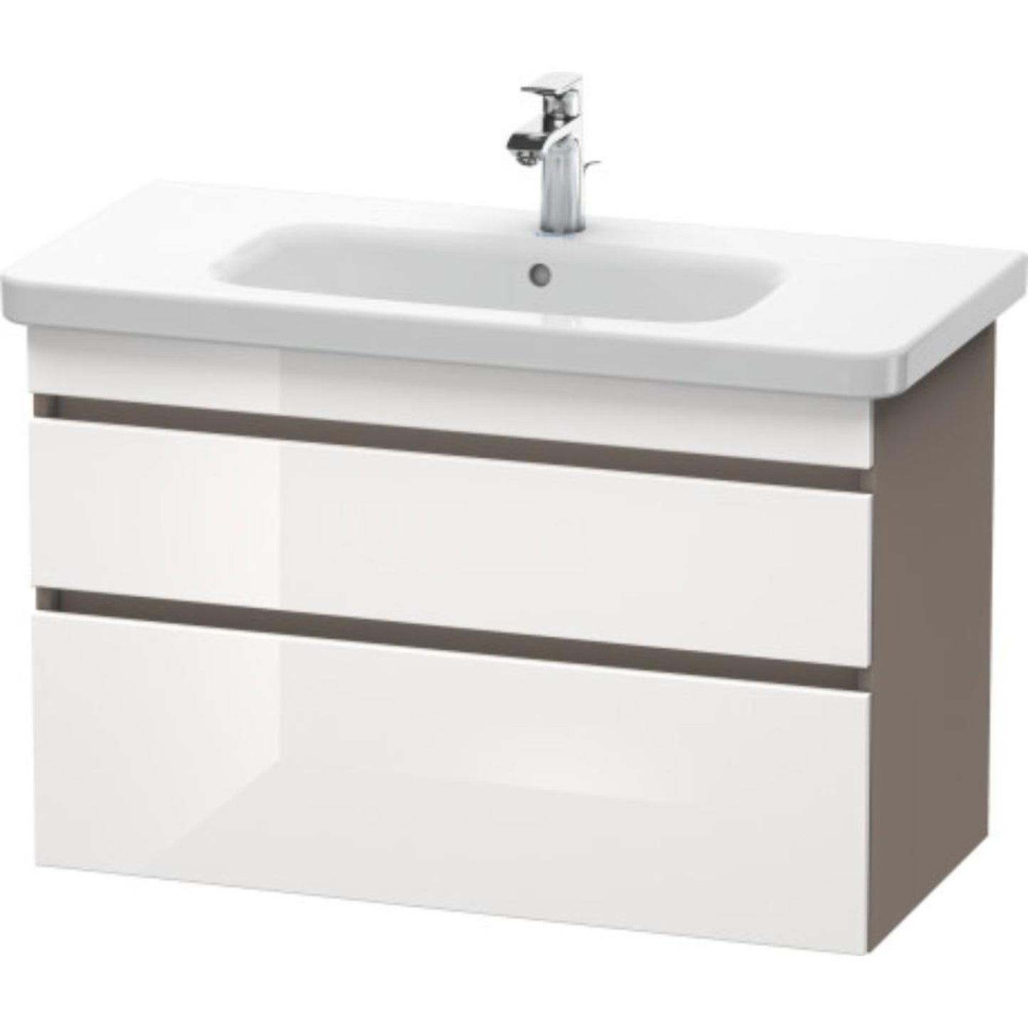 Duravit DuraStyle 37" x 24" x 18" Two Drawer Wall-Mount Vanity Unit in White High Gloss and Basalt (DS648202243)