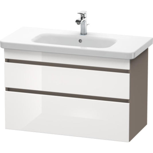 Duravit DuraStyle 37" x 24" x 18" Two Drawer Wall-Mount Vanity Unit in White High Gloss and Basalt (DS648202243)