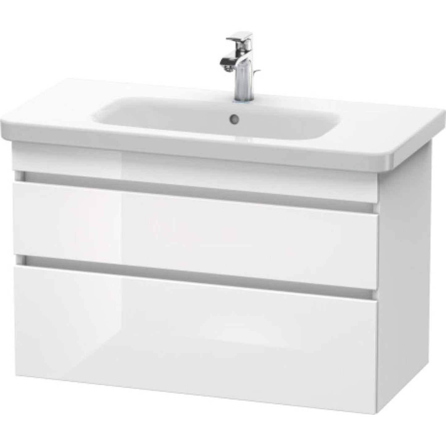 Duravit DuraStyle 37" x 24" x 18" Two Drawer Wall-Mount Vanity Unit in White High Gloss and White Matt (DS648202218)