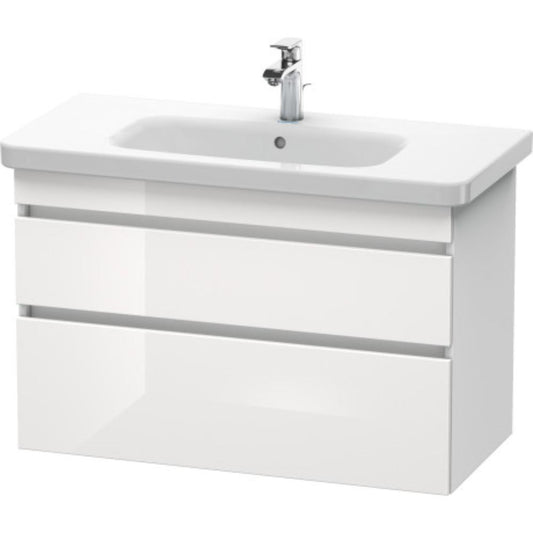 Duravit DuraStyle 37" x 24" x 18" Two Drawer Wall-Mount Vanity Unit in White High Gloss and White Matt (DS648202218)