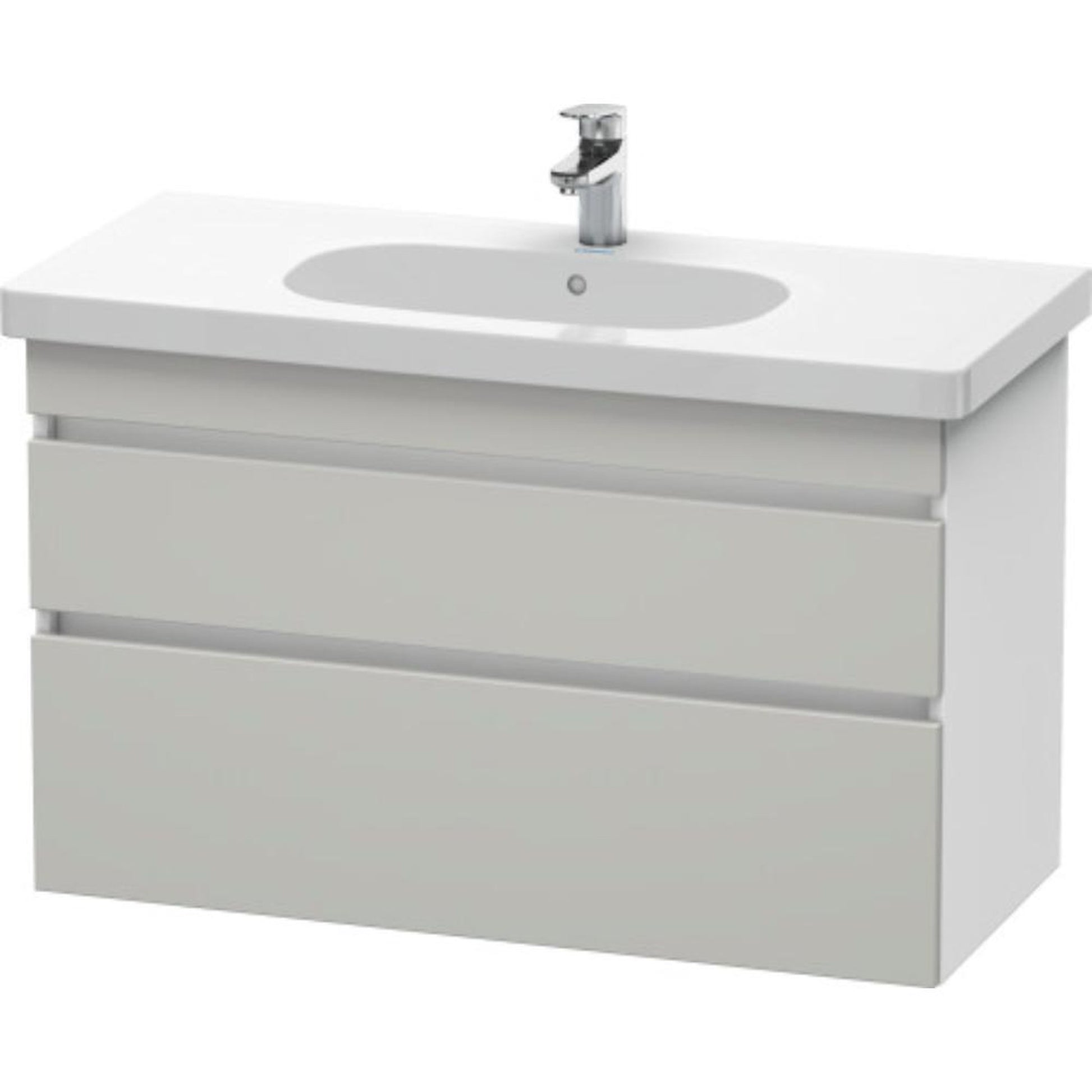 Duravit DuraStyle 39" x 24" x 18" Two Drawer Wall-Mount Vanity Unit in Concrete Grey Matt and White (DS648500718)