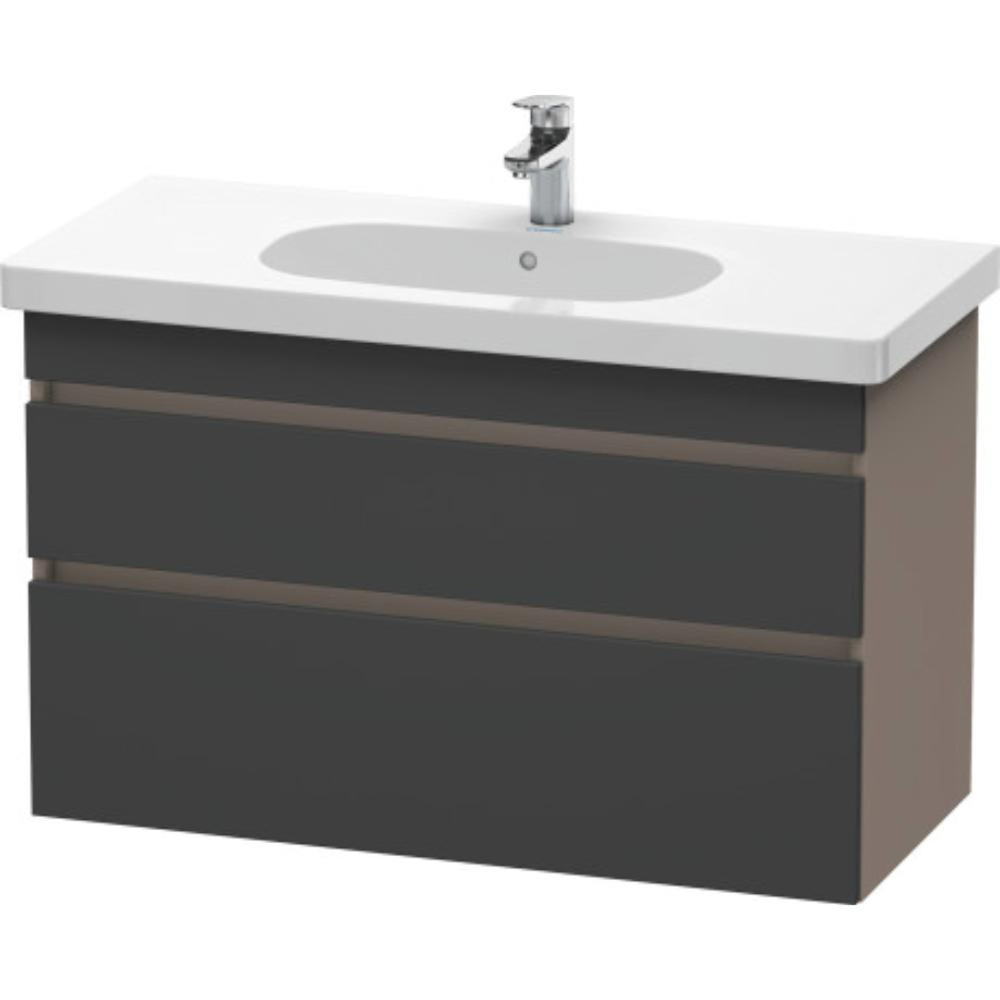Duravit DuraStyle 39" x 24" x 18" Two Drawer Wall-Mount Vanity Unit in Graphite and Basalt (DS648504943)