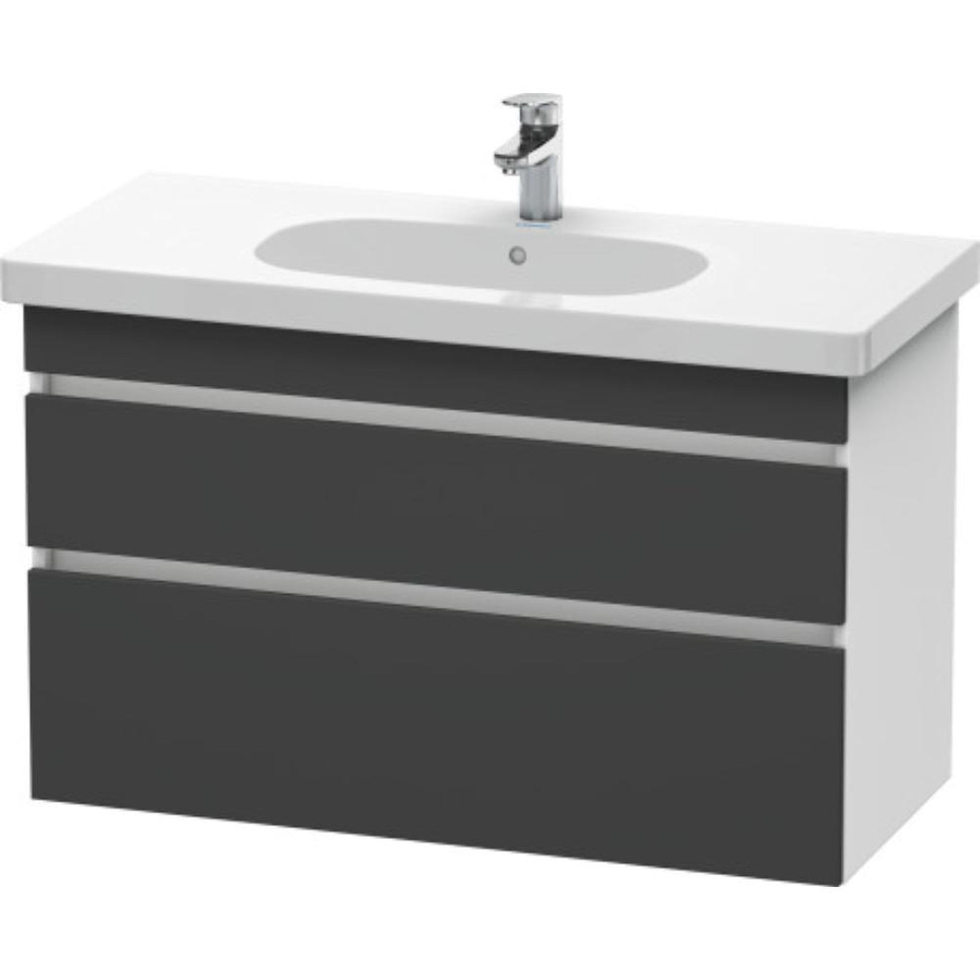 Duravit DuraStyle 39" x 24" x 18" Two Drawer Wall-Mount Vanity Unit in Graphite and White (DS648504918)