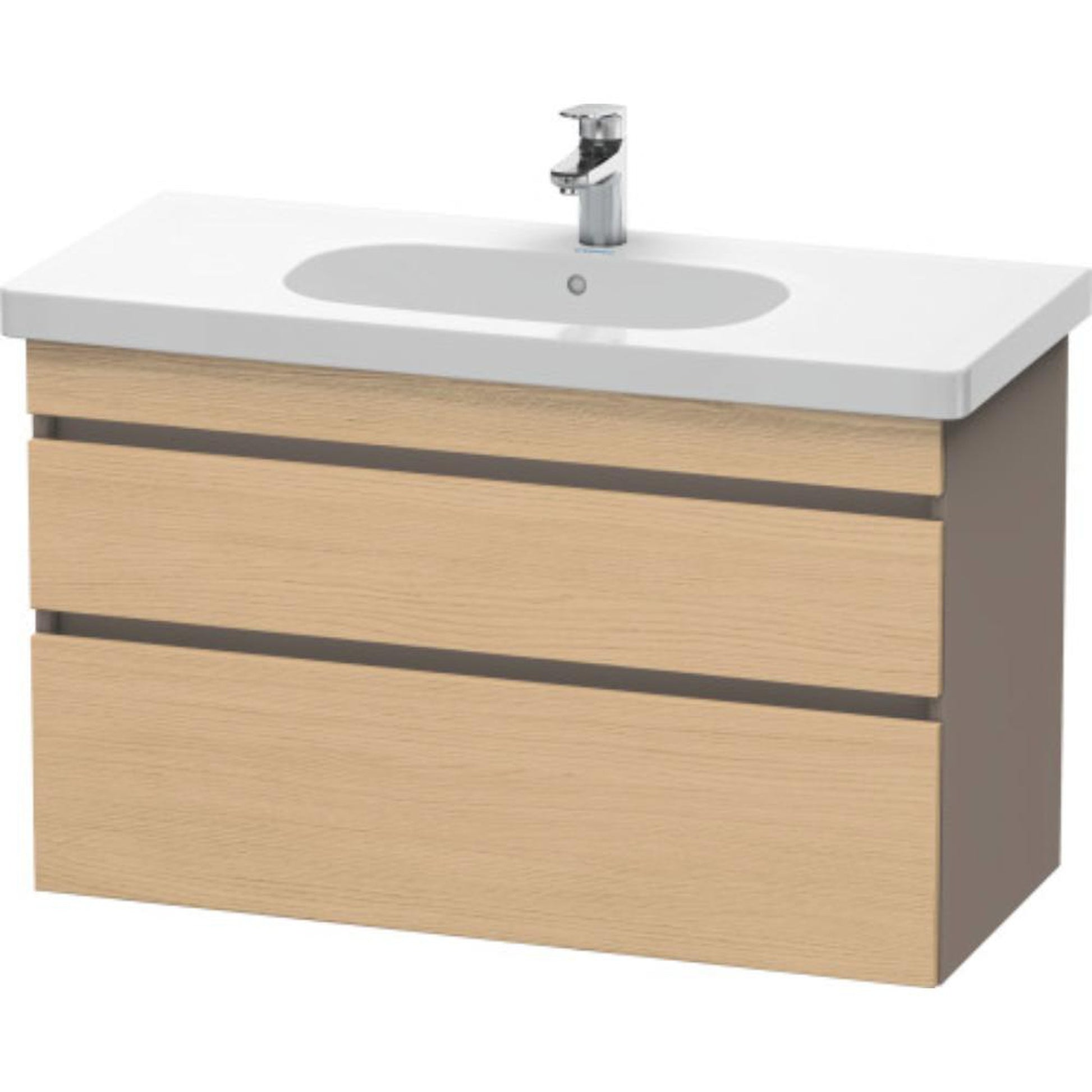 Duravit DuraStyle 39" x 24" x 18" Two Drawer Wall-Mount Vanity Unit in Natural Oak and Basalt (DS648503043)