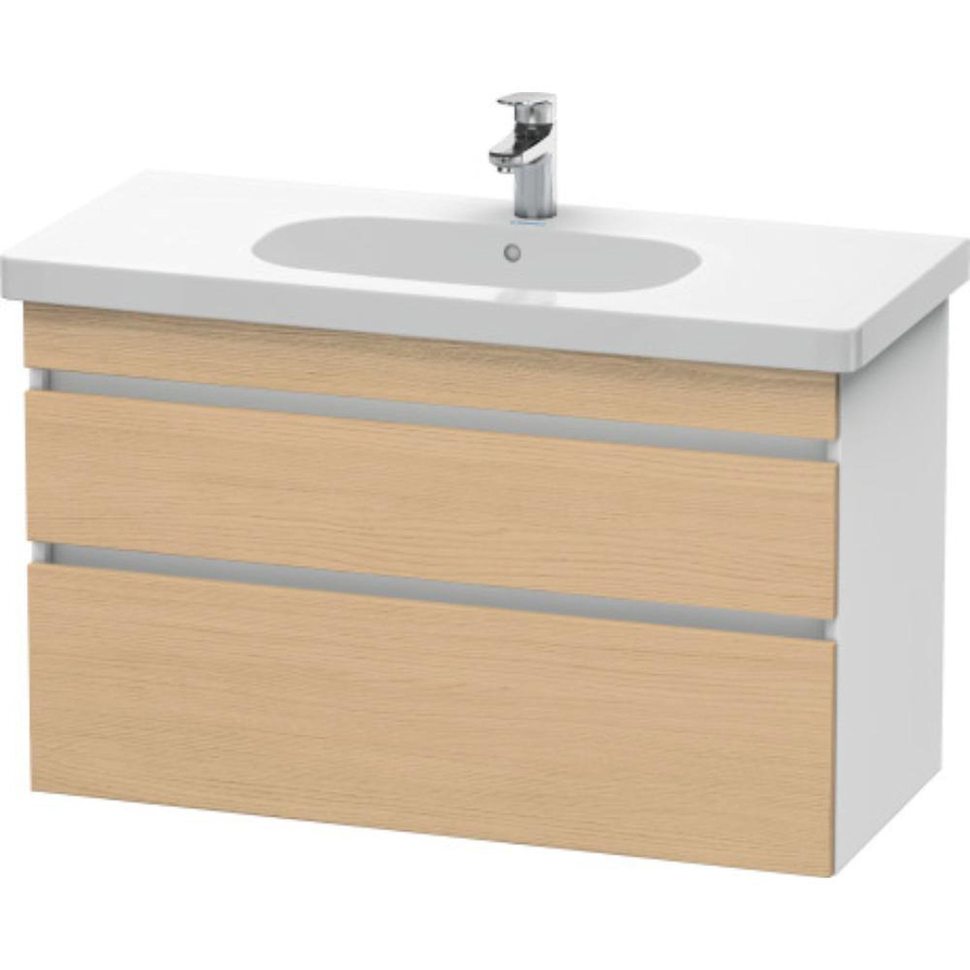 Duravit DuraStyle 39" x 24" x 18" Two Drawer Wall-Mount Vanity Unit in Natural Oak and White (DS648503018)