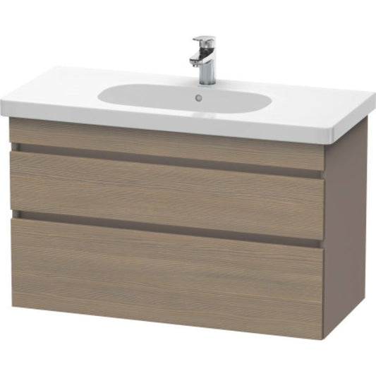 Duravit DuraStyle 39" x 24" x 18" Two Drawer Wall-Mount Vanity Unit in Oak Terra and Basalt (DS648503543)