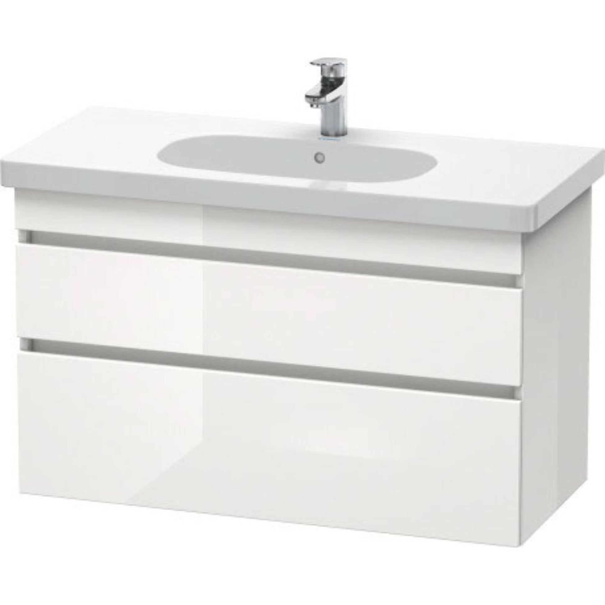 Duravit DuraStyle 39" x 24" x 18" Two Drawer Wall-Mount Vanity Unit in White High Gloss (DS648502222)