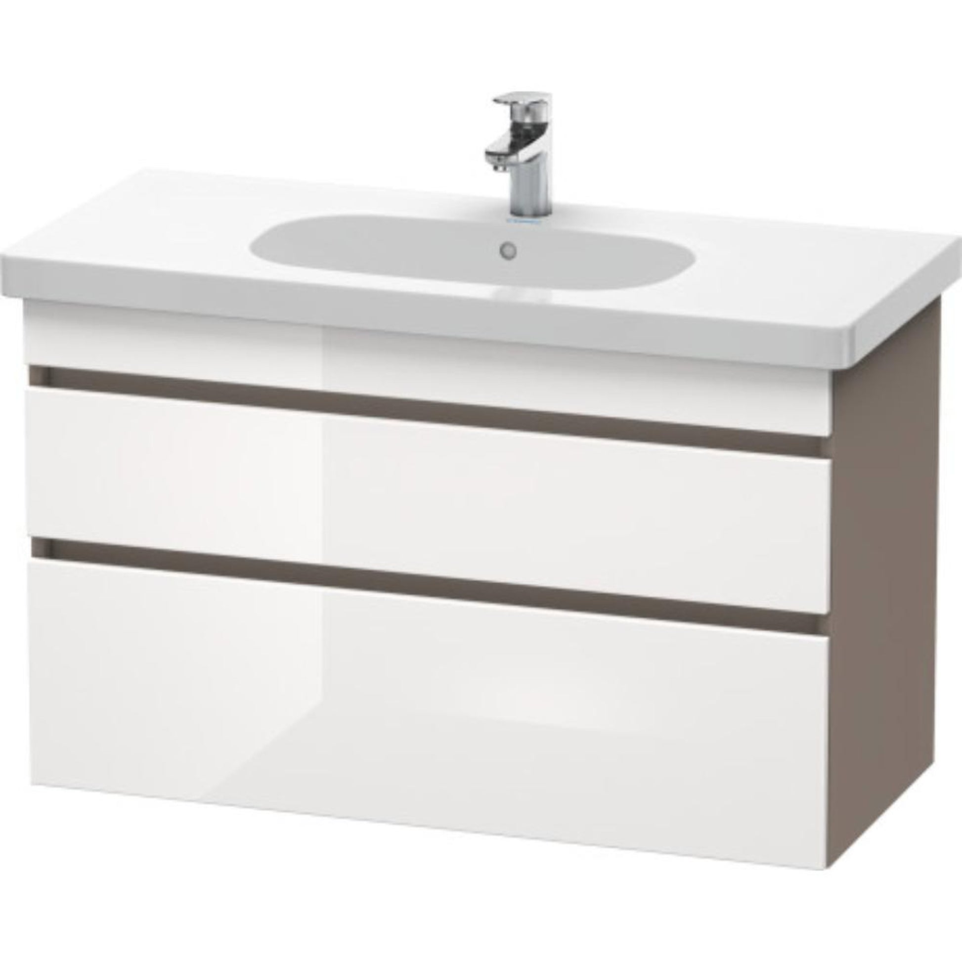 Duravit DuraStyle 39" x 24" x 18" Two Drawer Wall-Mount Vanity Unit in White High Gloss and Basalt (DS648502243)