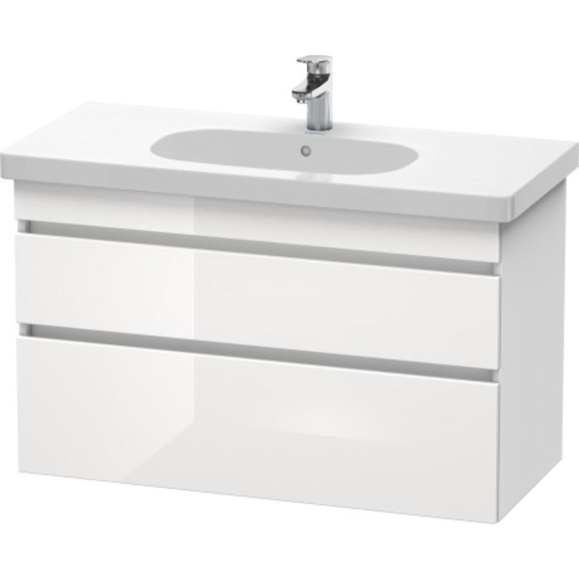 Duravit DuraStyle 39" x 24" x 18" Two Drawer Wall-Mount Vanity Unit in White High Gloss and White Matt (DS648502218)