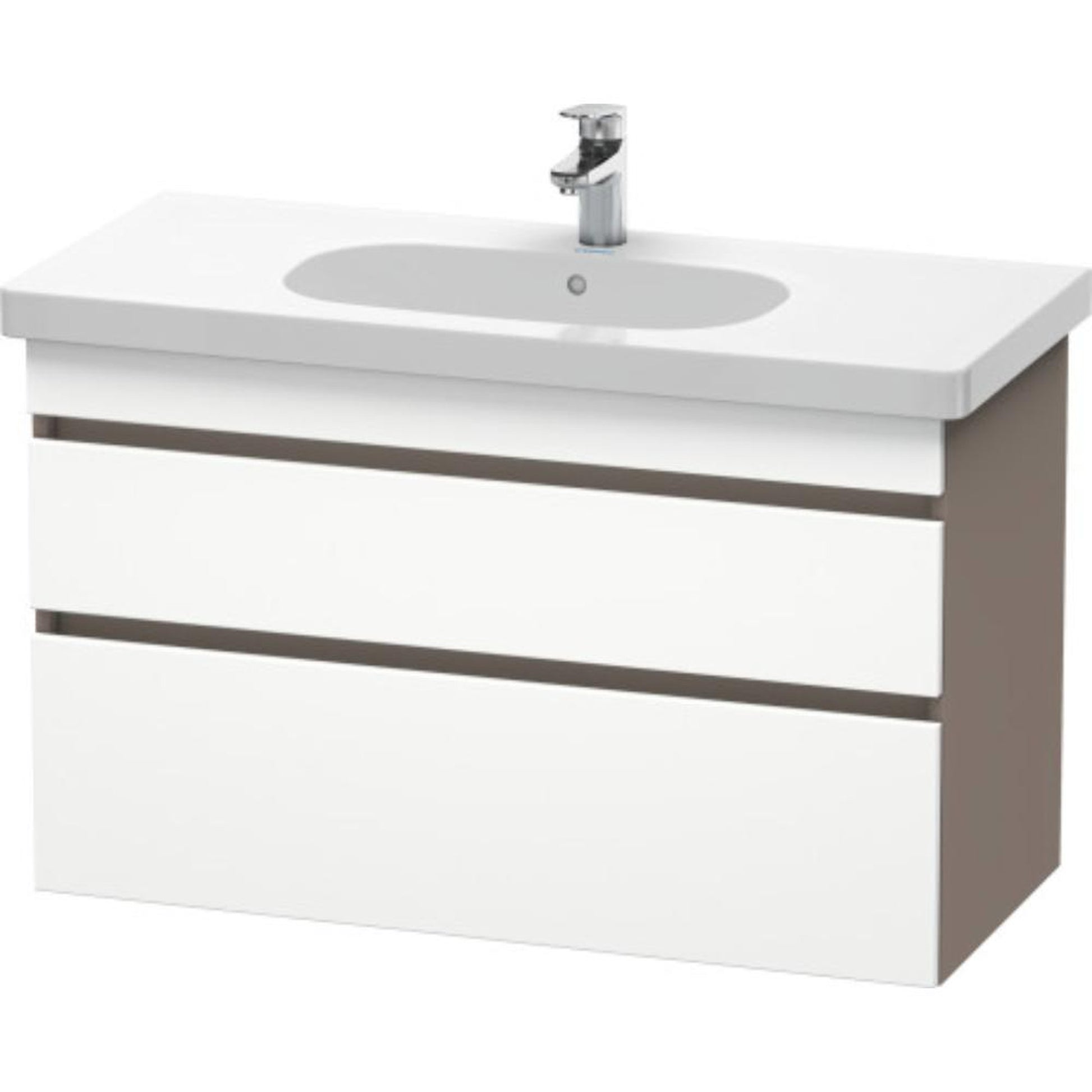 Duravit DuraStyle 39" x 24" x 18" Two Drawer Wall-Mount Vanity Unit in White Matt and Basalt (DS648501843)