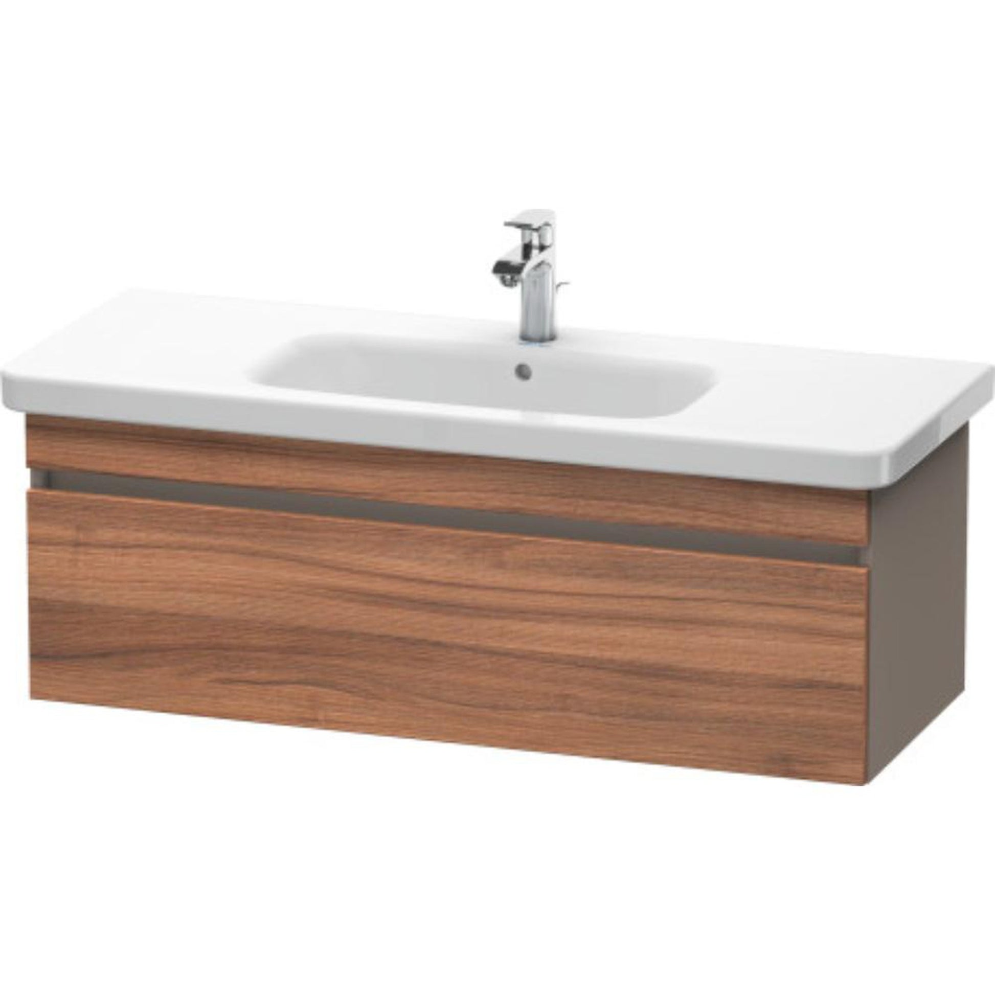 Duravit DuraStyle 44" x 16" x 18" One Drawer Wall-Mount Vanity Unit in Natural Walnut and Basalt (DS639507943)