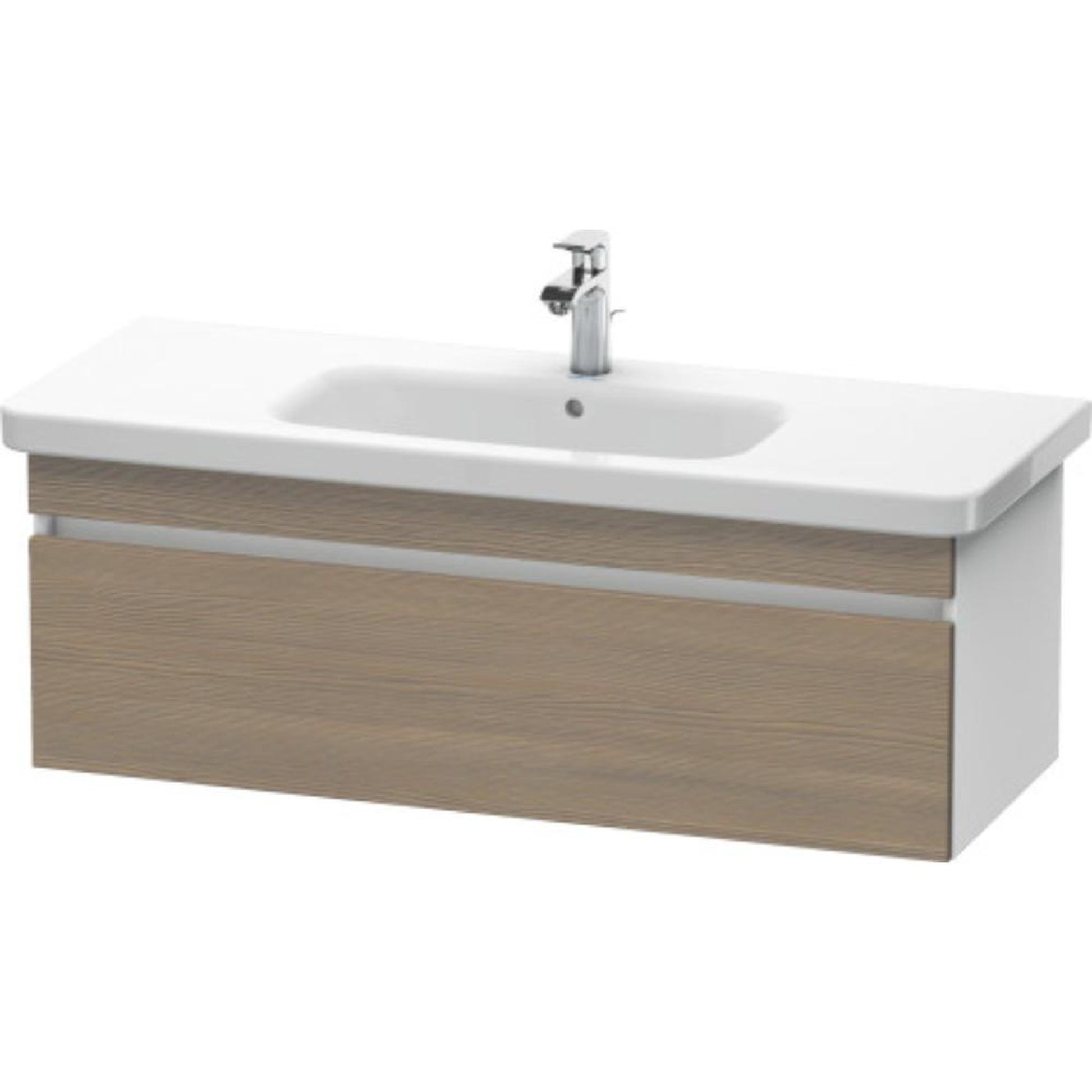 Duravit DuraStyle 44" x 16" x 18" One Drawer Wall-Mount Vanity Unit in Oak Terra and White (DS639503518)