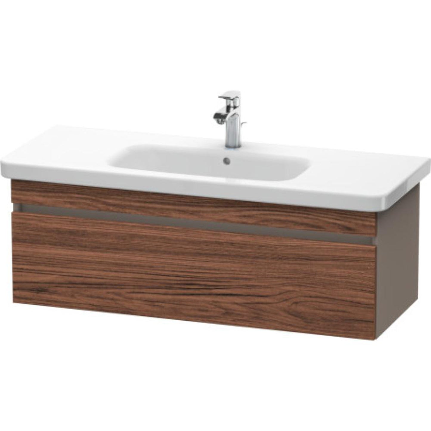Duravit DuraStyle 44" x 16" x 18" One Drawer Wall-Mount Vanity Unit in Walnut Dark and Basalt (DS639502143)