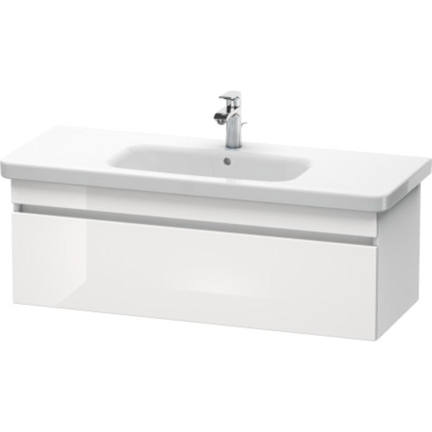 Duravit DuraStyle 44" x 16" x 18" One Drawer Wall-Mount Vanity Unit in White High Gloss and White Matt (DS639502218)