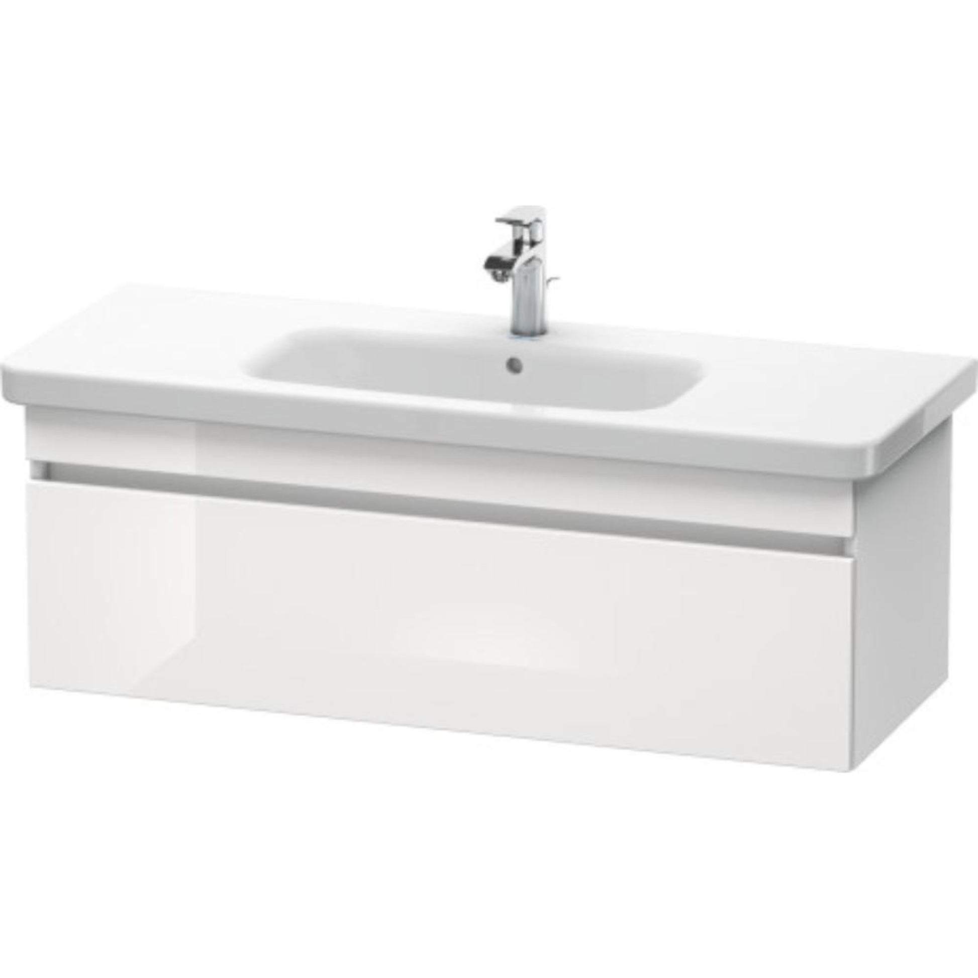 Duravit DuraStyle 44" x 16" x 18" One Drawer Wall-Mount Vanity Unit in White High Gloss and White Matt (DS639502218)