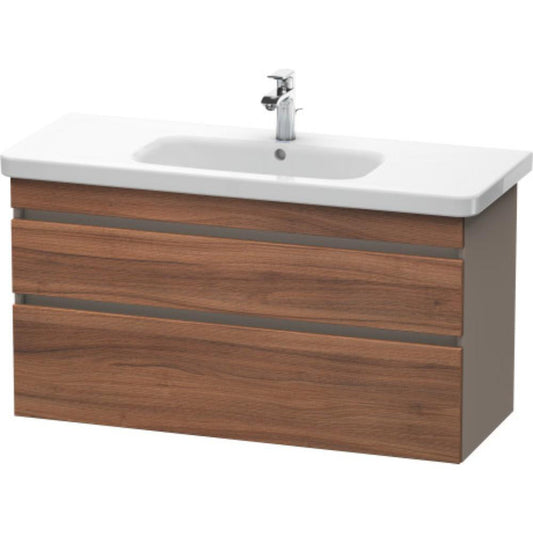Duravit DuraStyle 44" x 24" x 18" Two Drawer Wall-Mount Vanity Unit in Natural Walnut and Basalt (DS649507943)