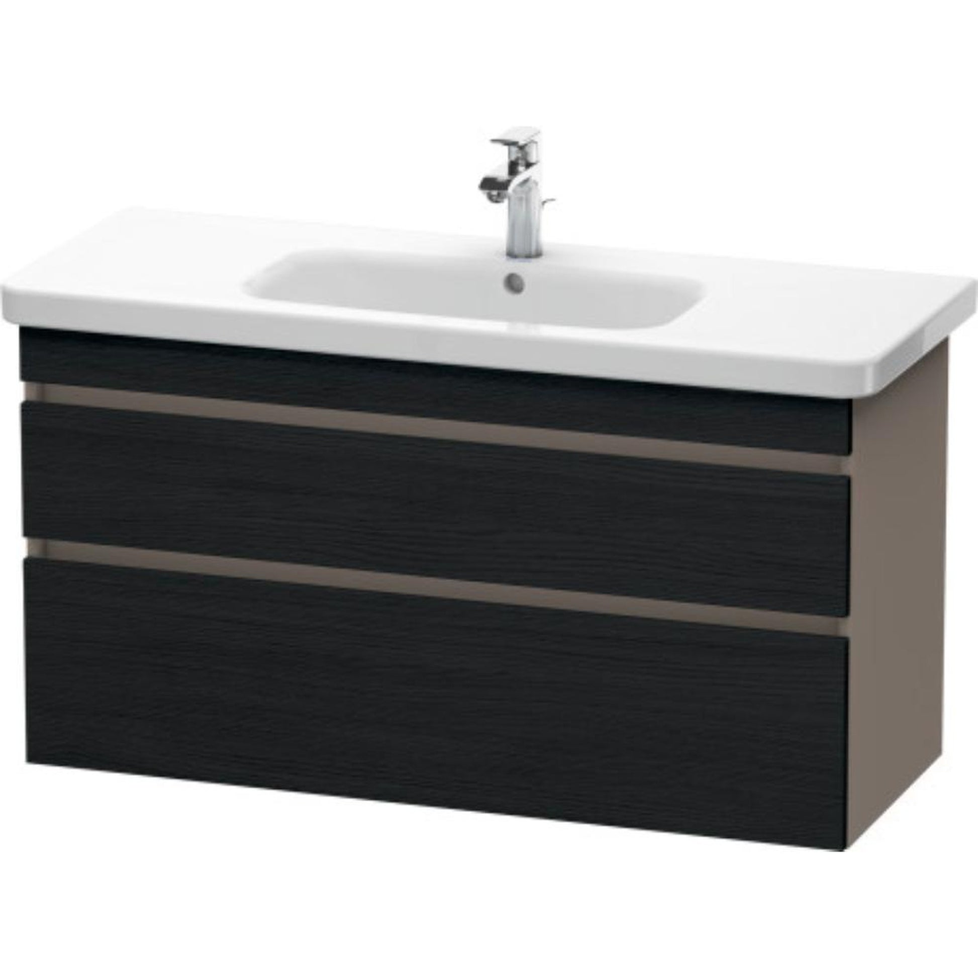 Duravit DuraStyle 44" x 24" x 18" Two Drawer Wall-Mount Vanity Unit in Oak Black and Basalt (DS649501643)