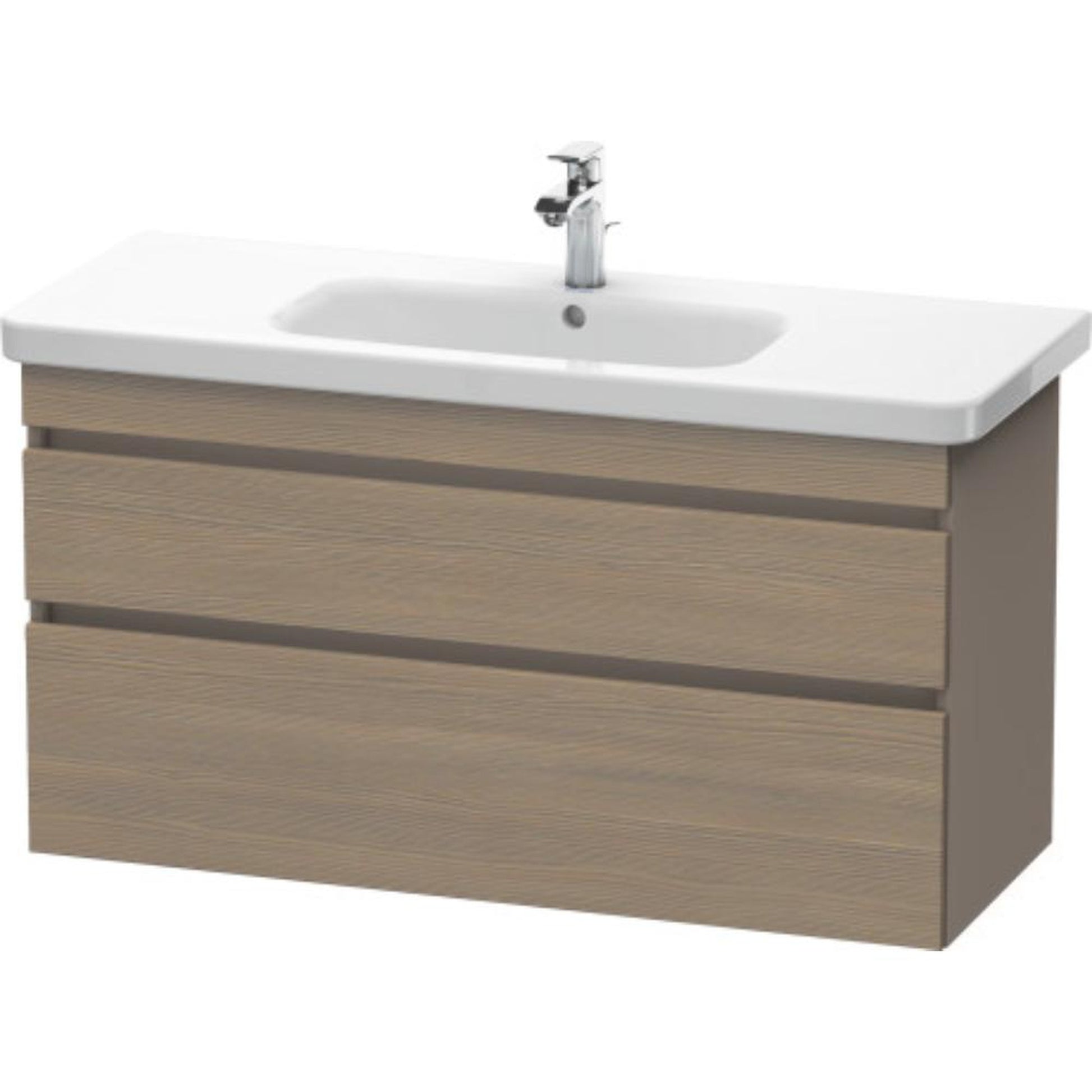 Duravit DuraStyle 44" x 24" x 18" Two Drawer Wall-Mount Vanity Unit in Oak Terra and Basalt (DS649503543)