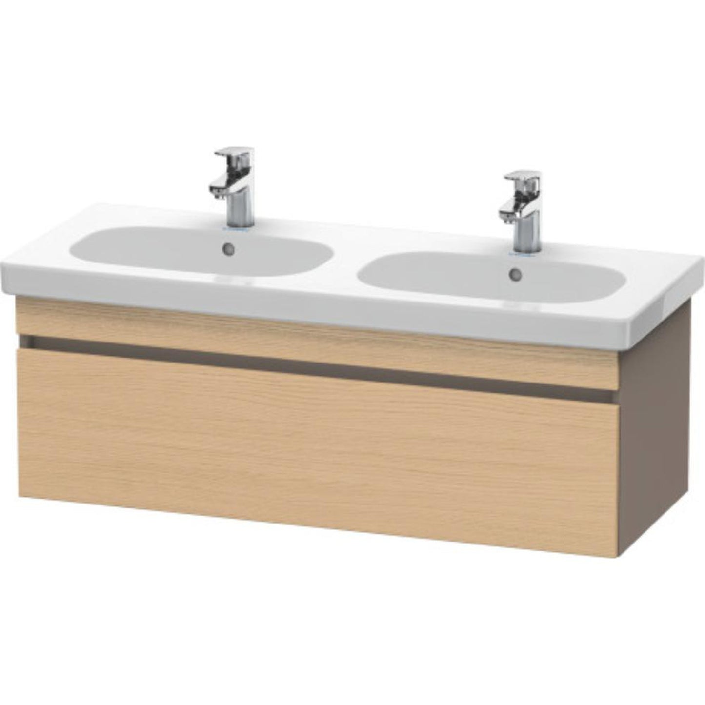 Duravit DuraStyle 45" x 16" x 18" One Drawer Wall-Mount Vanity Unit in Natural Oak and Basalt (DS638603043)