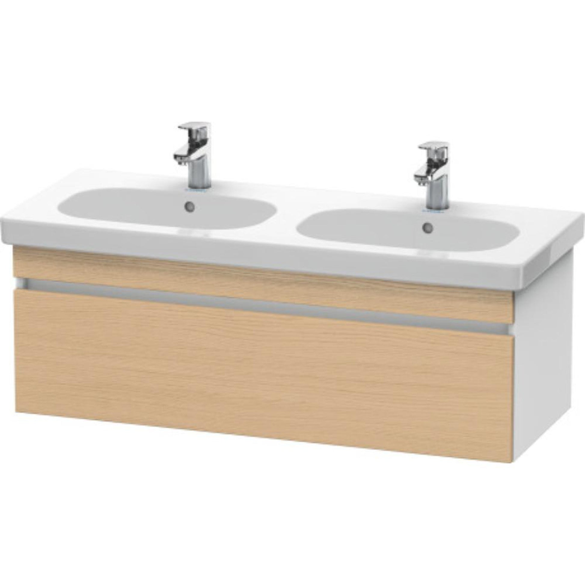 Duravit DuraStyle 45" x 16" x 18" One Drawer Wall-Mount Vanity Unit in Natural Oak and White (DS638603018)