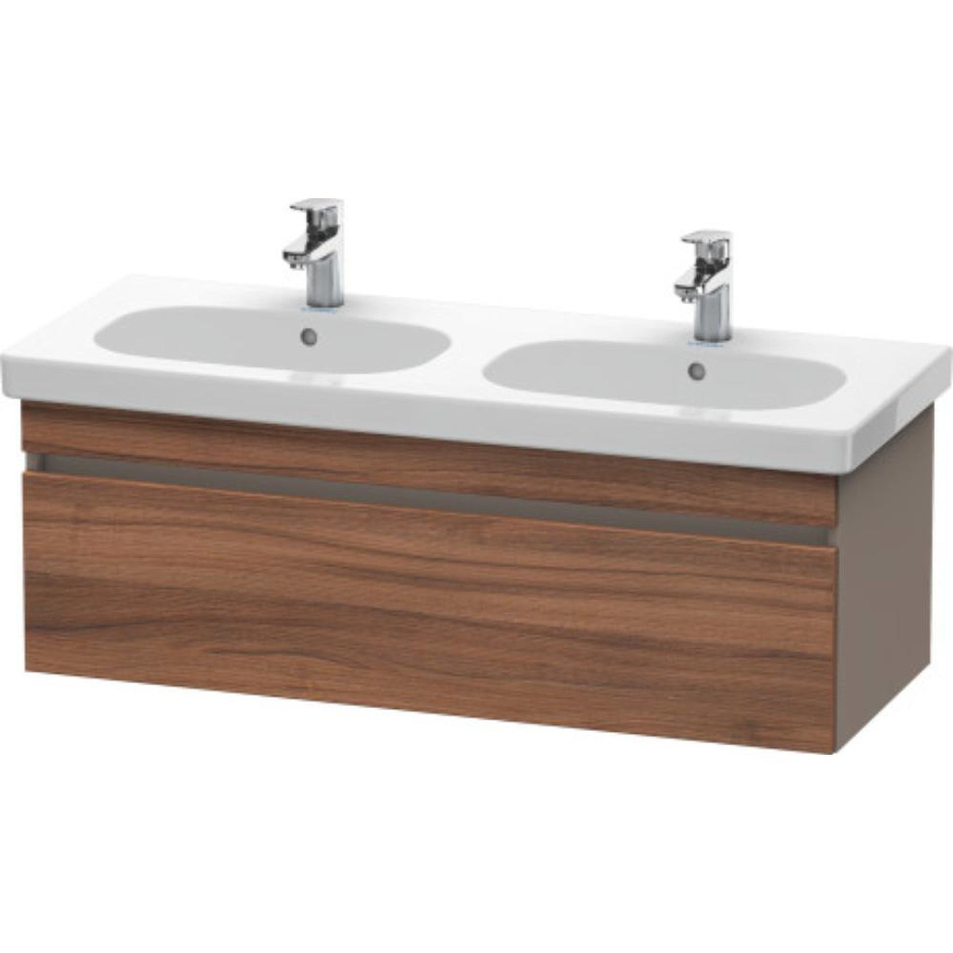 Duravit DuraStyle 45" x 16" x 18" One Drawer Wall-Mount Vanity Unit in Natural Walnut and Basalt (DS638607943)